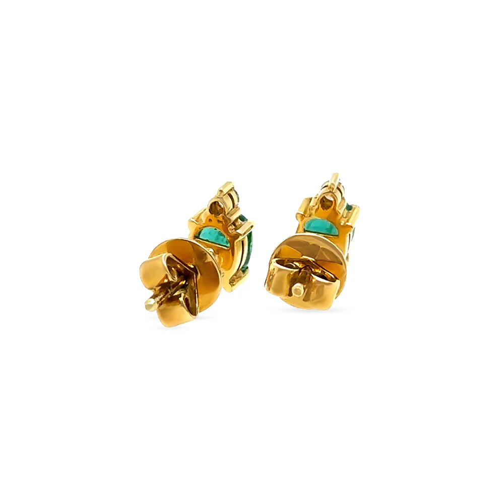 18ct Yellow Gold Emerald & Diamond Stud Earrings 1.06ct 2.41g - Image 7