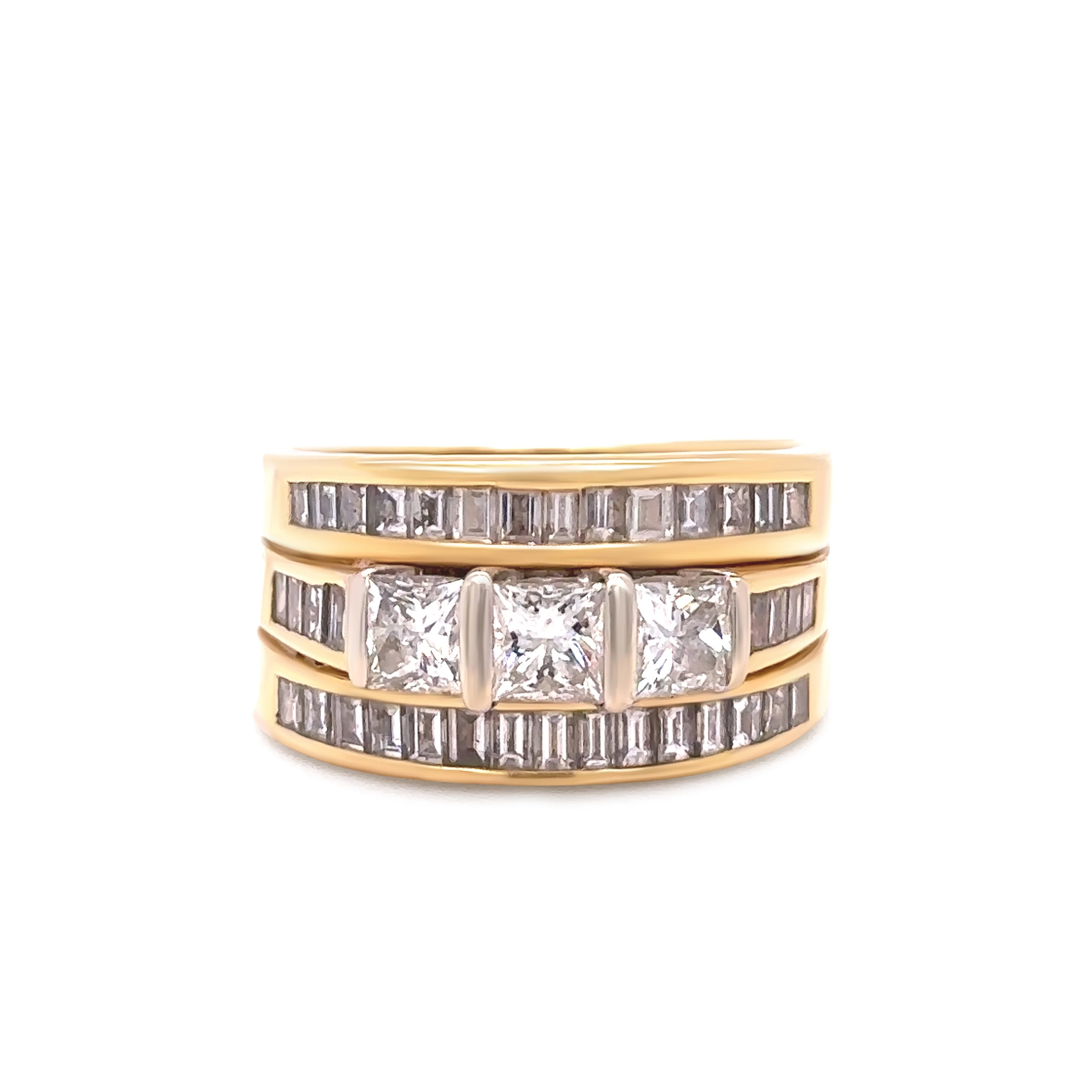 18ct Yellow Gold Princess Cut Diamond Bridal Set 2.77ct 11.36g - Image 2