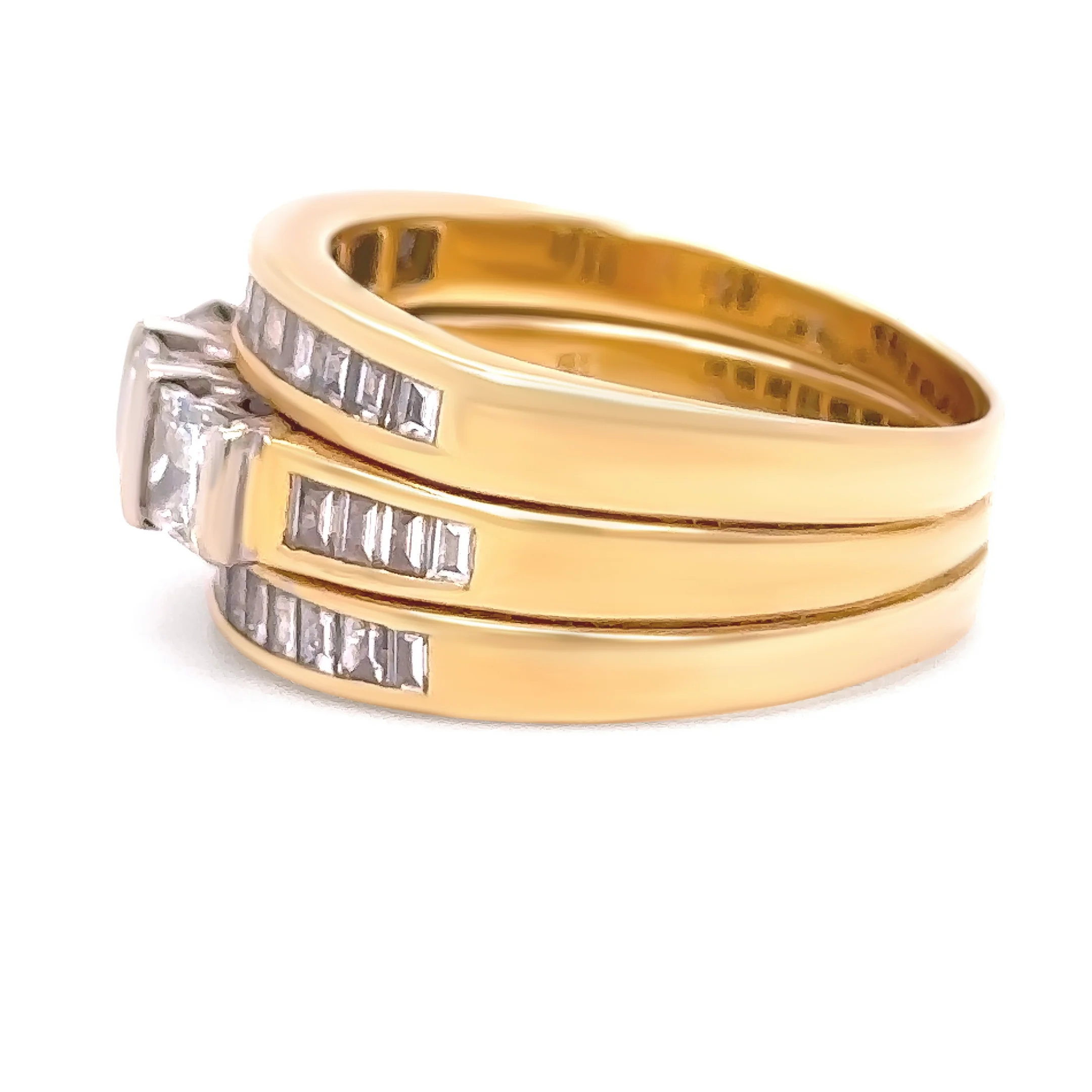 18ct Yellow Gold Princess Cut Diamond Bridal Set 2.77ct 11.36g - Image 3