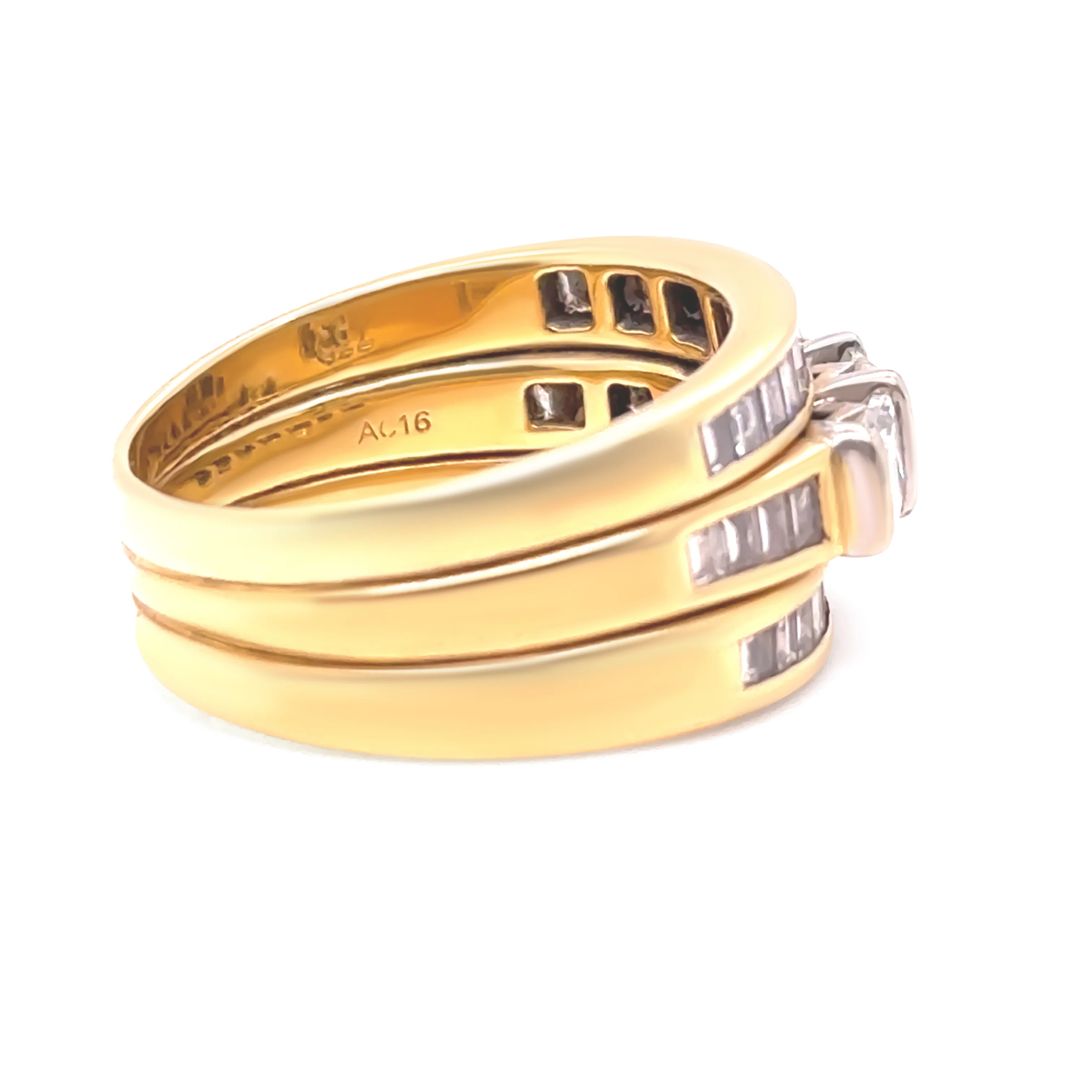 18ct Yellow Gold Princess Cut Diamond Bridal Set 2.77ct 11.36g - Image 5