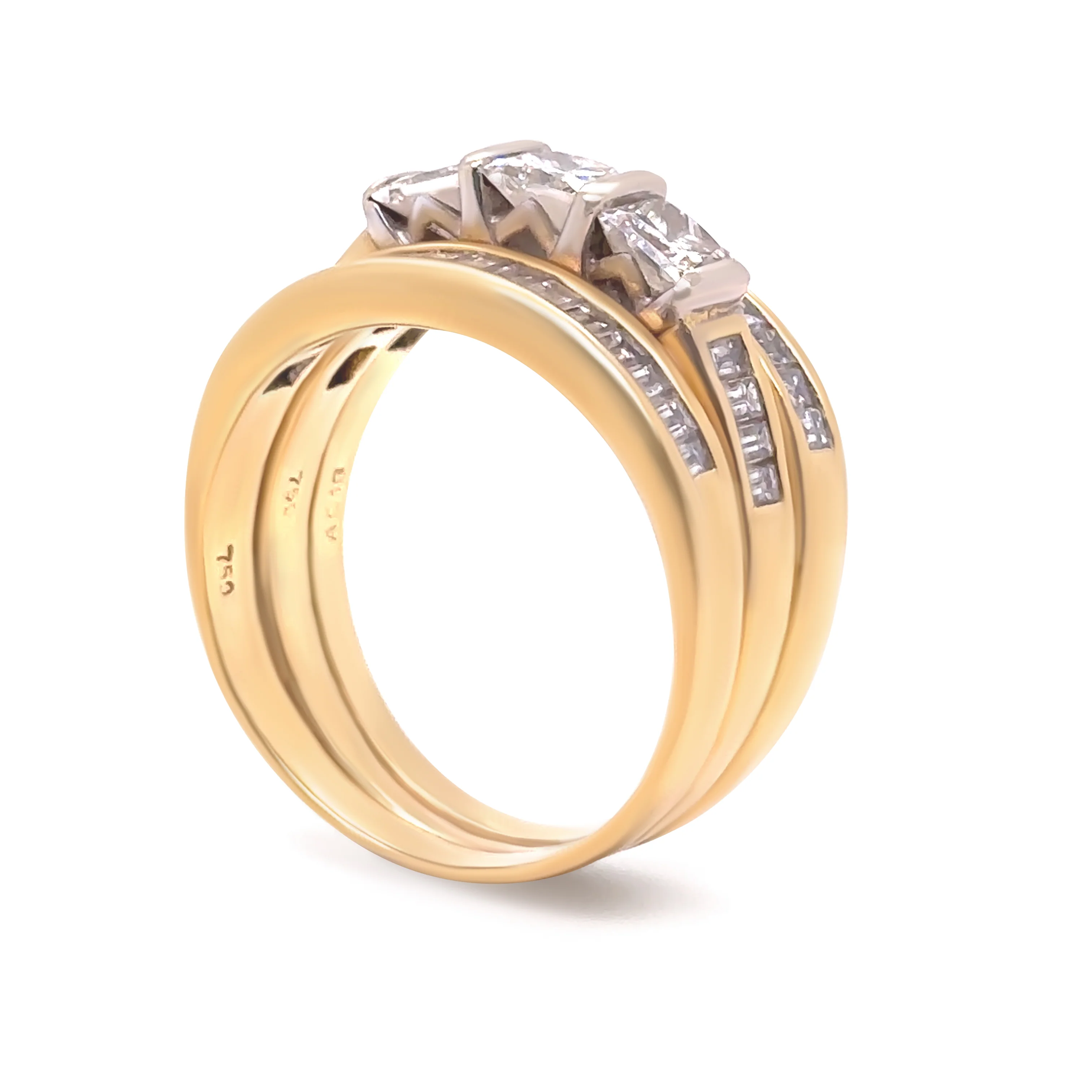 18ct Yellow Gold Princess Cut Diamond Bridal Set 2.77ct 11.36g - Image 8