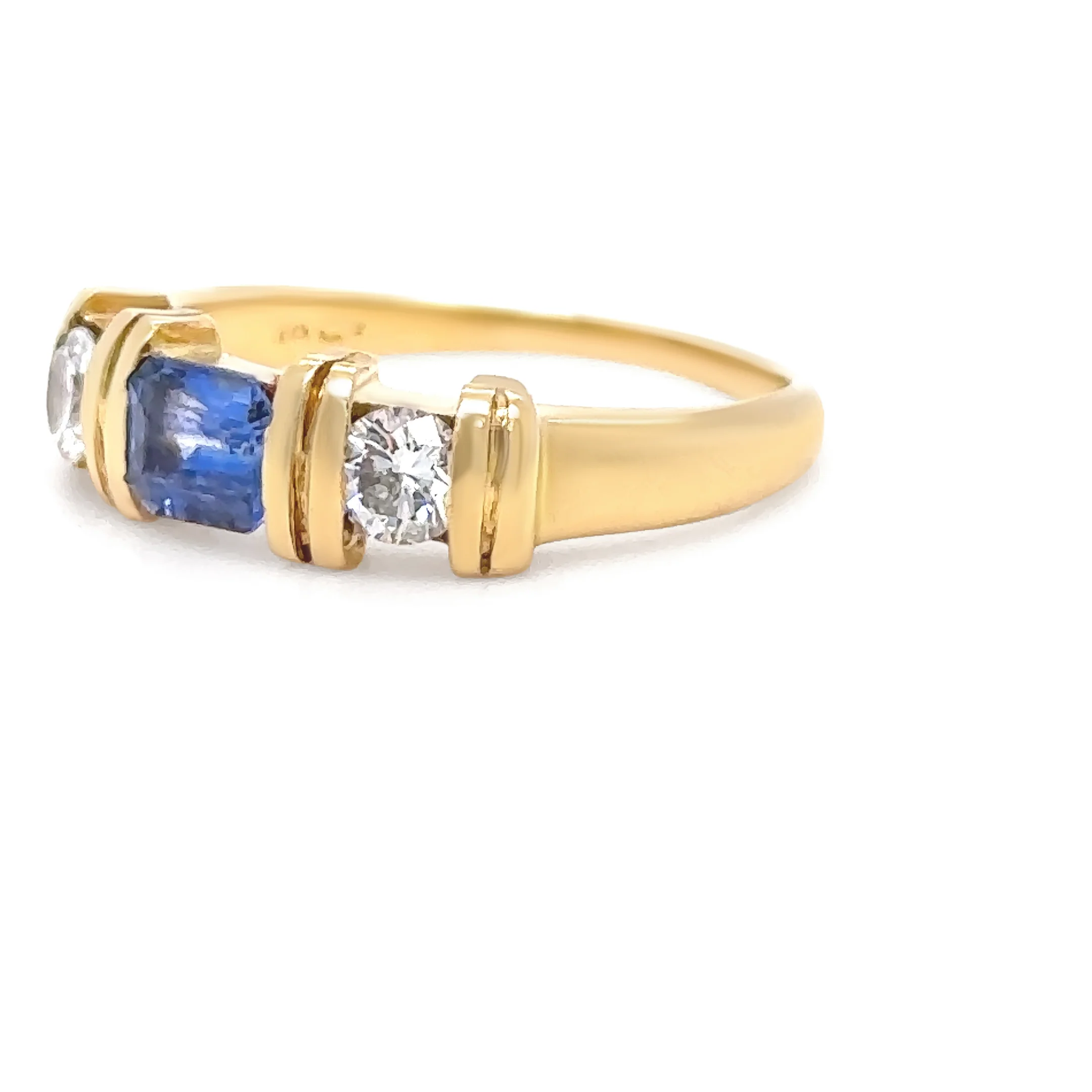 18ct Yellow Gold Sapphire and Diamond Ring 0.70ct 3.6g - Image 6
