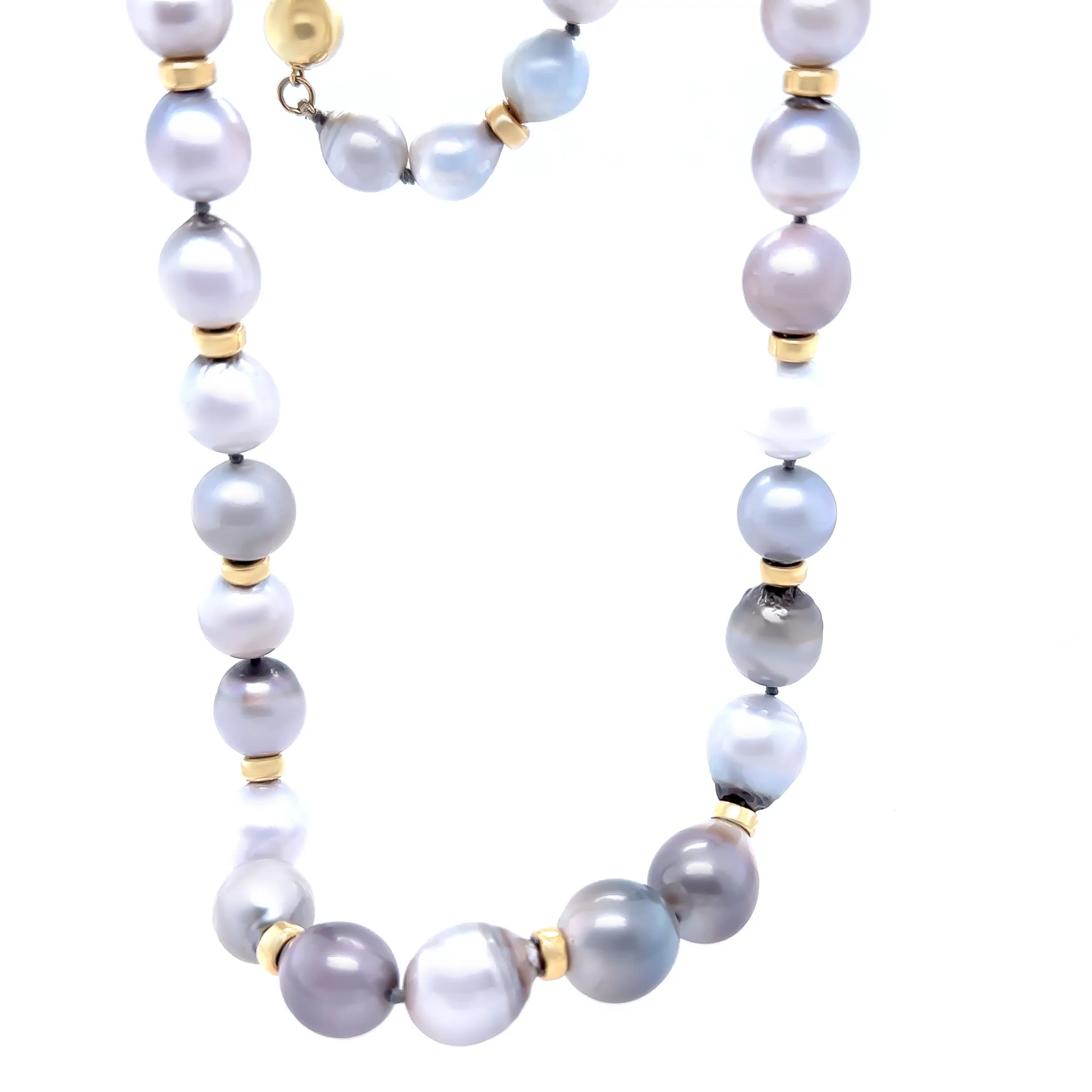 18ct Yellow Gold Strand of Baroque Cultured Pearls with Spacer Beads - 85g - Image 2