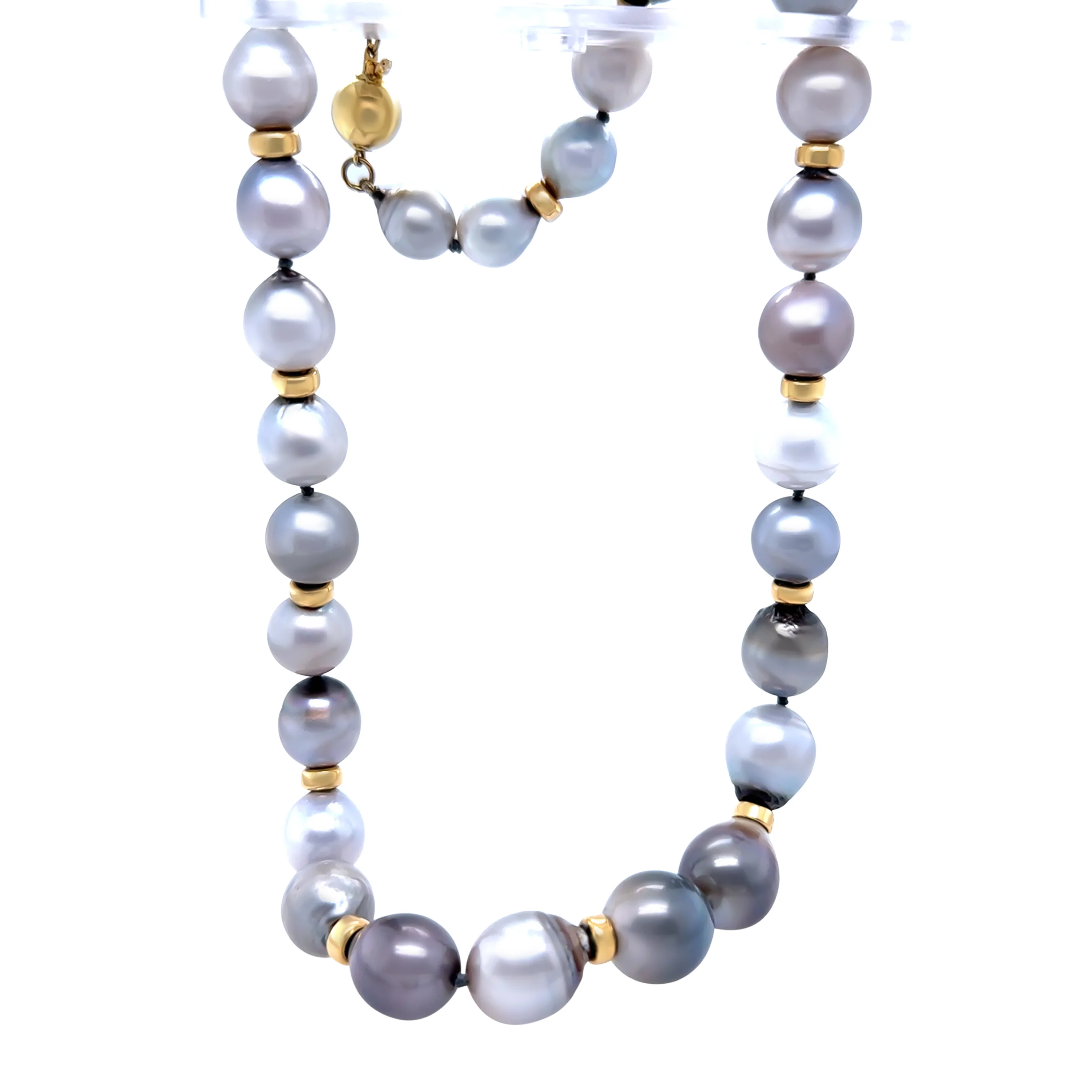 18ct Yellow Gold Strand of Baroque Cultured Pearls with Spacer Beads - 85g - Image 3