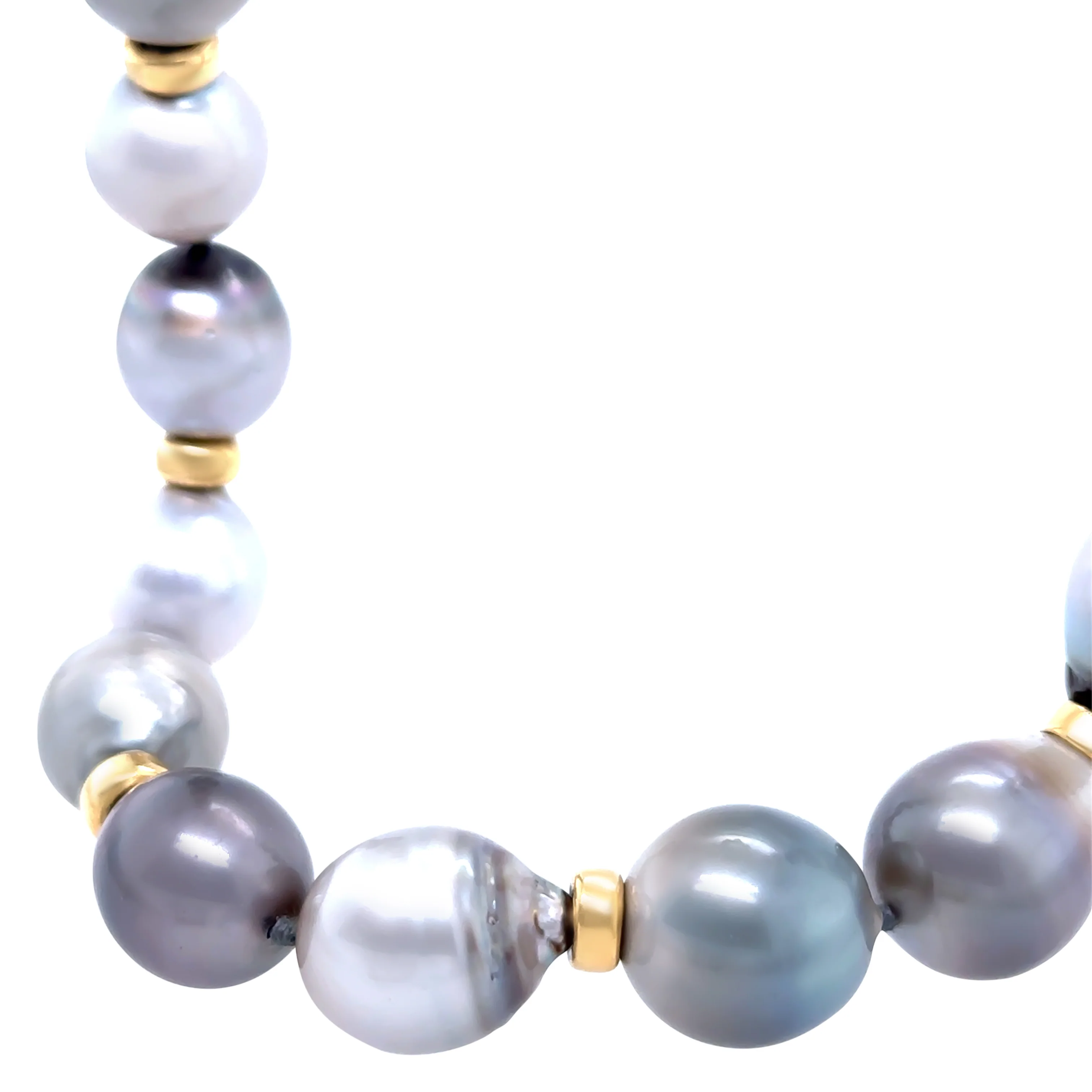 18ct Yellow Gold Strand of Baroque Cultured Pearls with Spacer Beads - 85g - Image 4