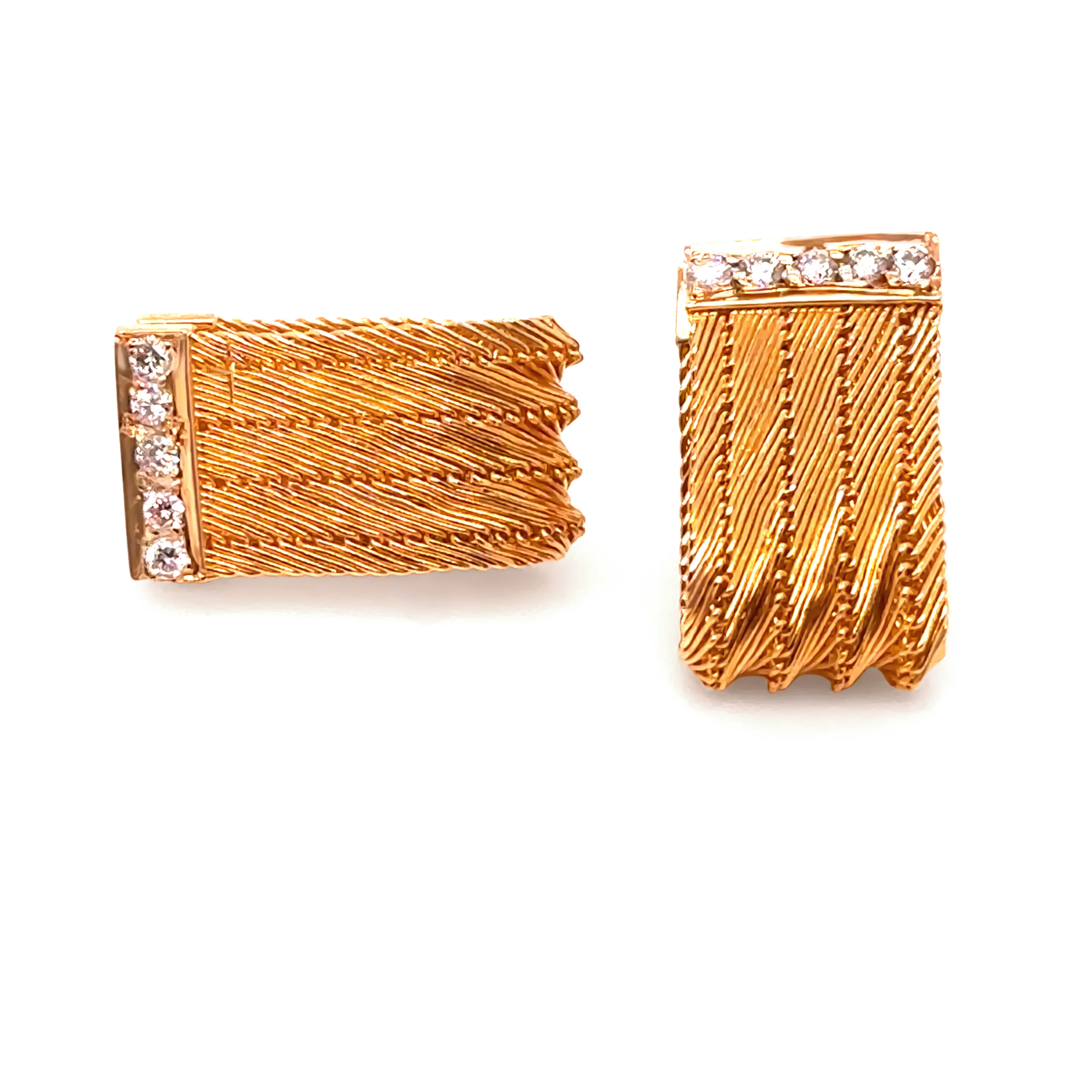 22ct Yellow Gold Turkish Diamond Earrings - Image 3