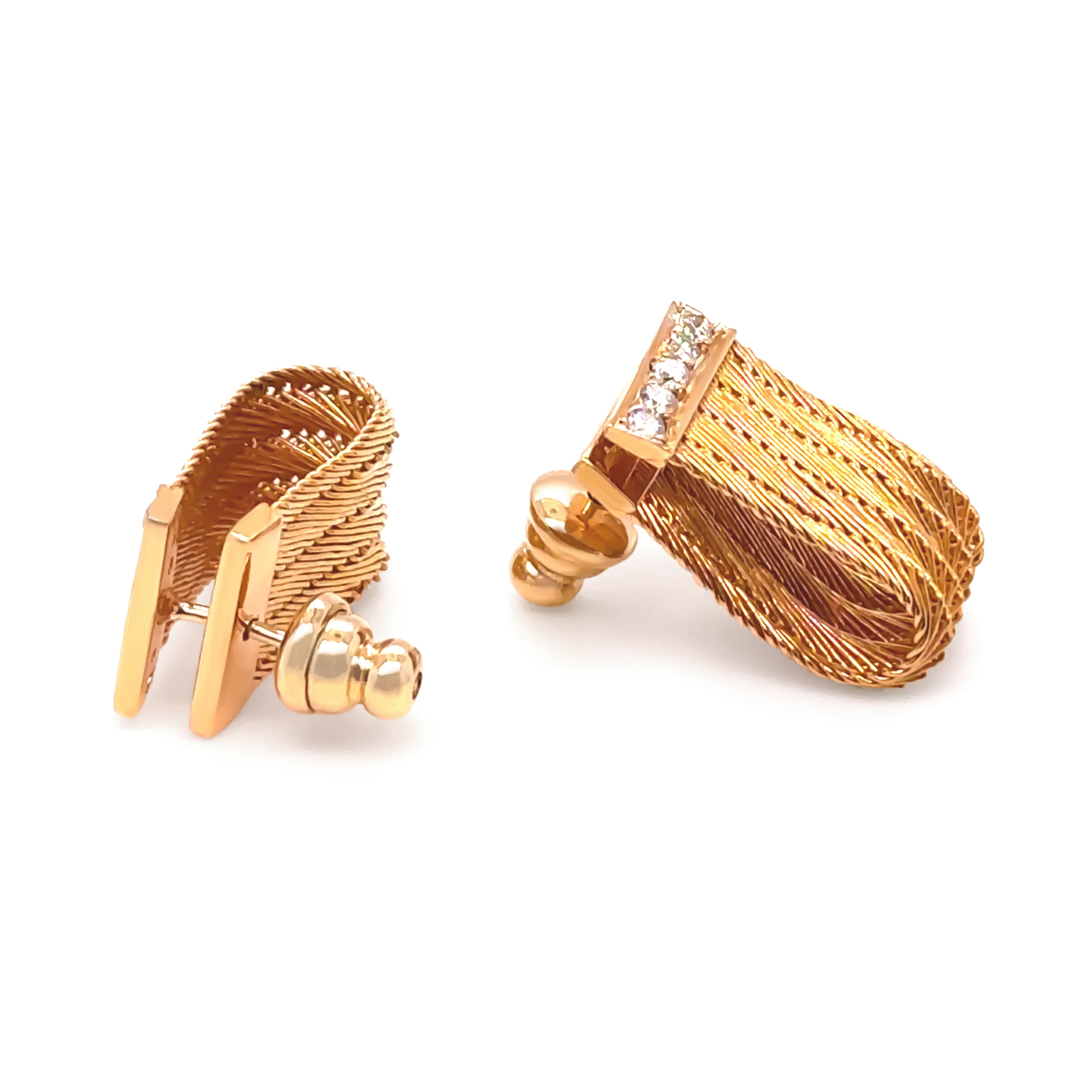 22ct Yellow Gold Turkish Diamond Earrings - Image 4