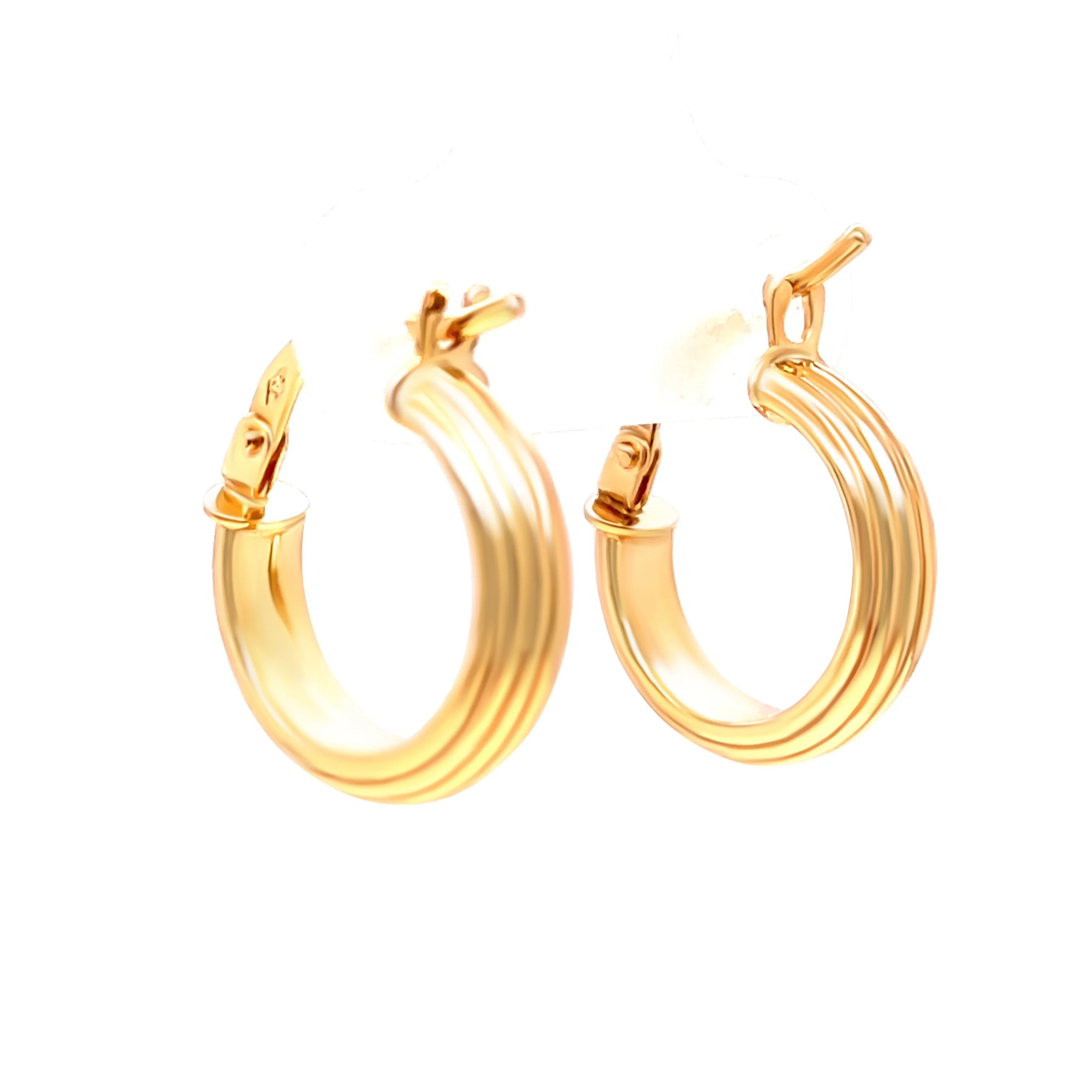 9ct Yellow Gold Italian Hoop Earrings 0.9g - Image 2