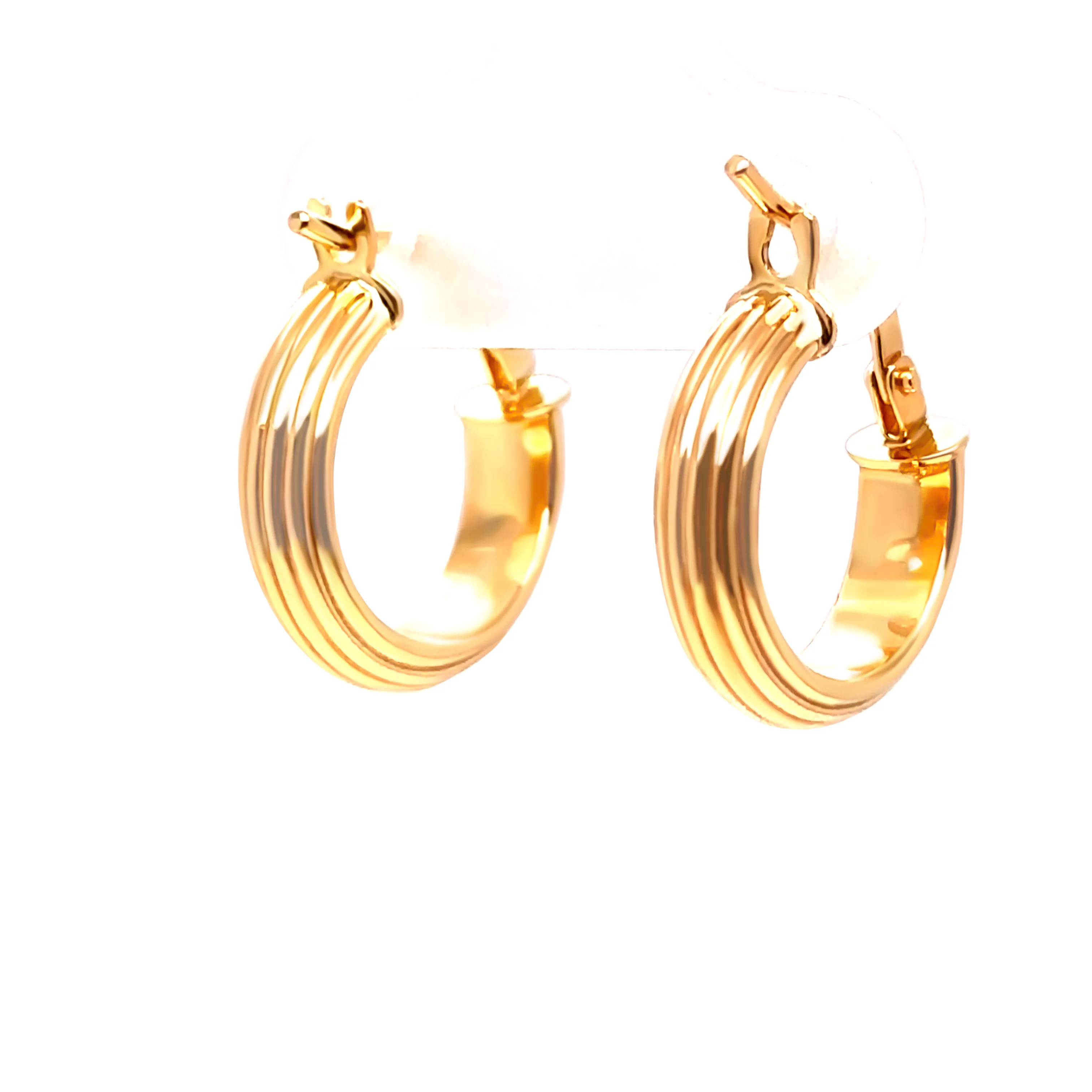 9ct Yellow Gold Italian Hoop Earrings 0.9g - Image 3