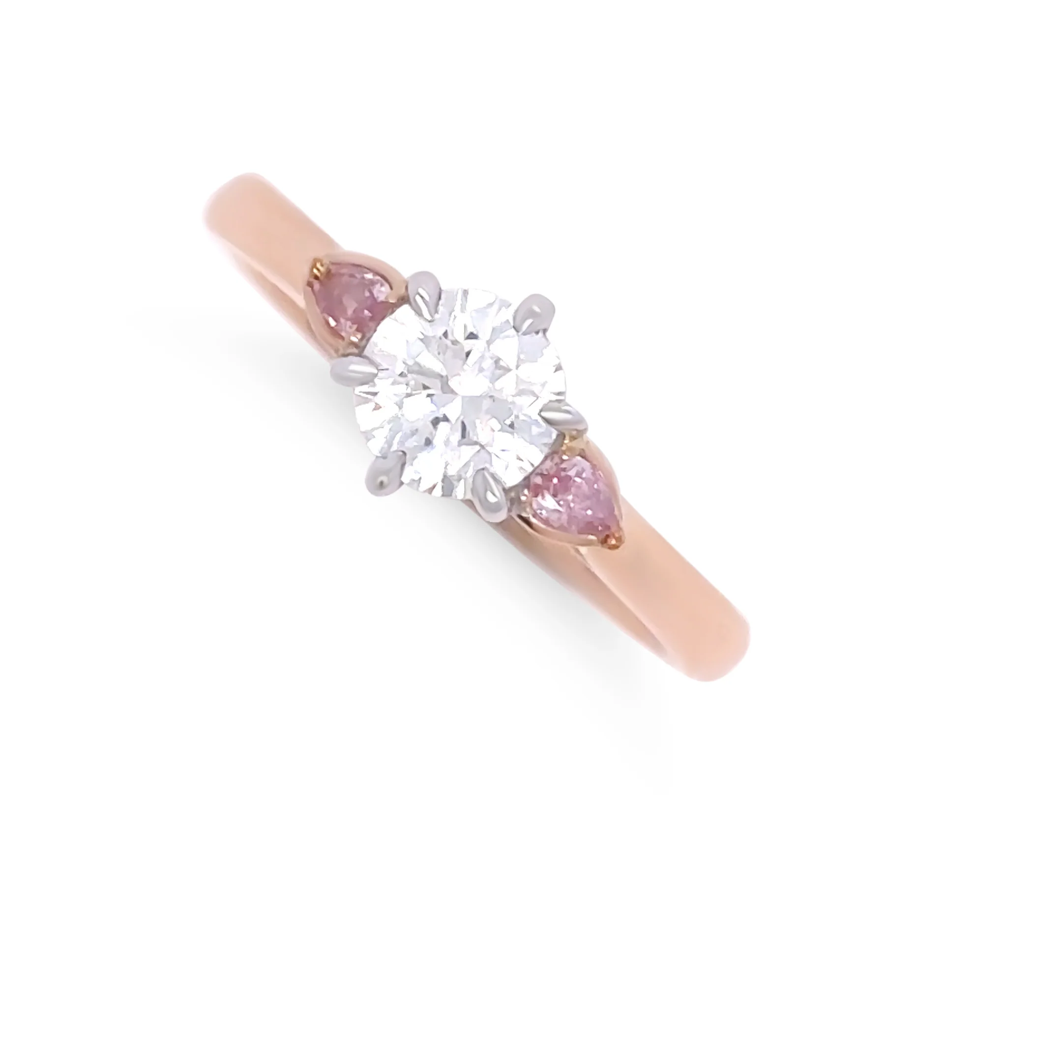 Pink argyle diamond 18ct White & Rose Gold Trilogy Ring 0.79ct - Image 8