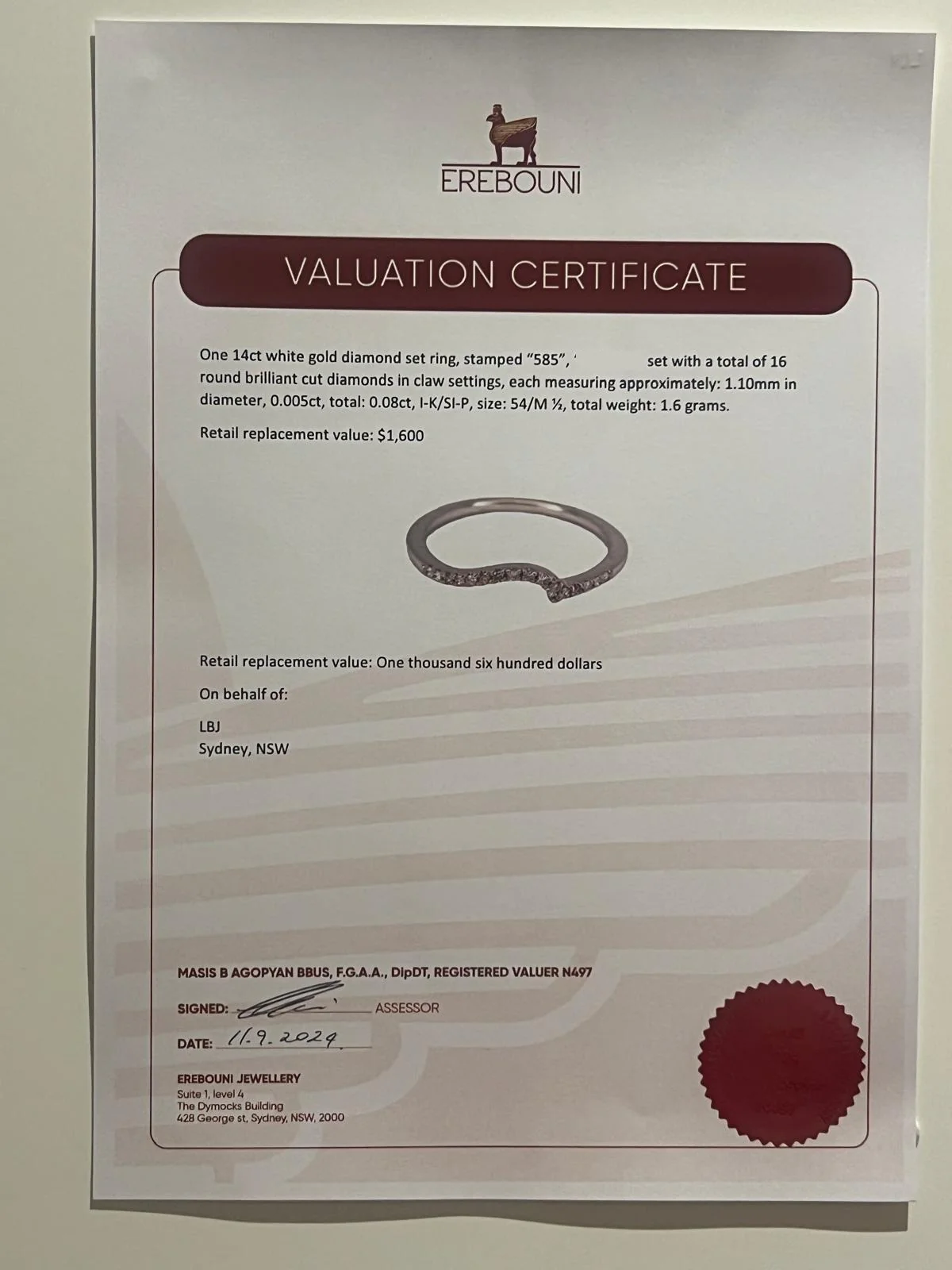 Bespoke 14ct White Gold Diamond Wedding Band 0.08ct - Image 5