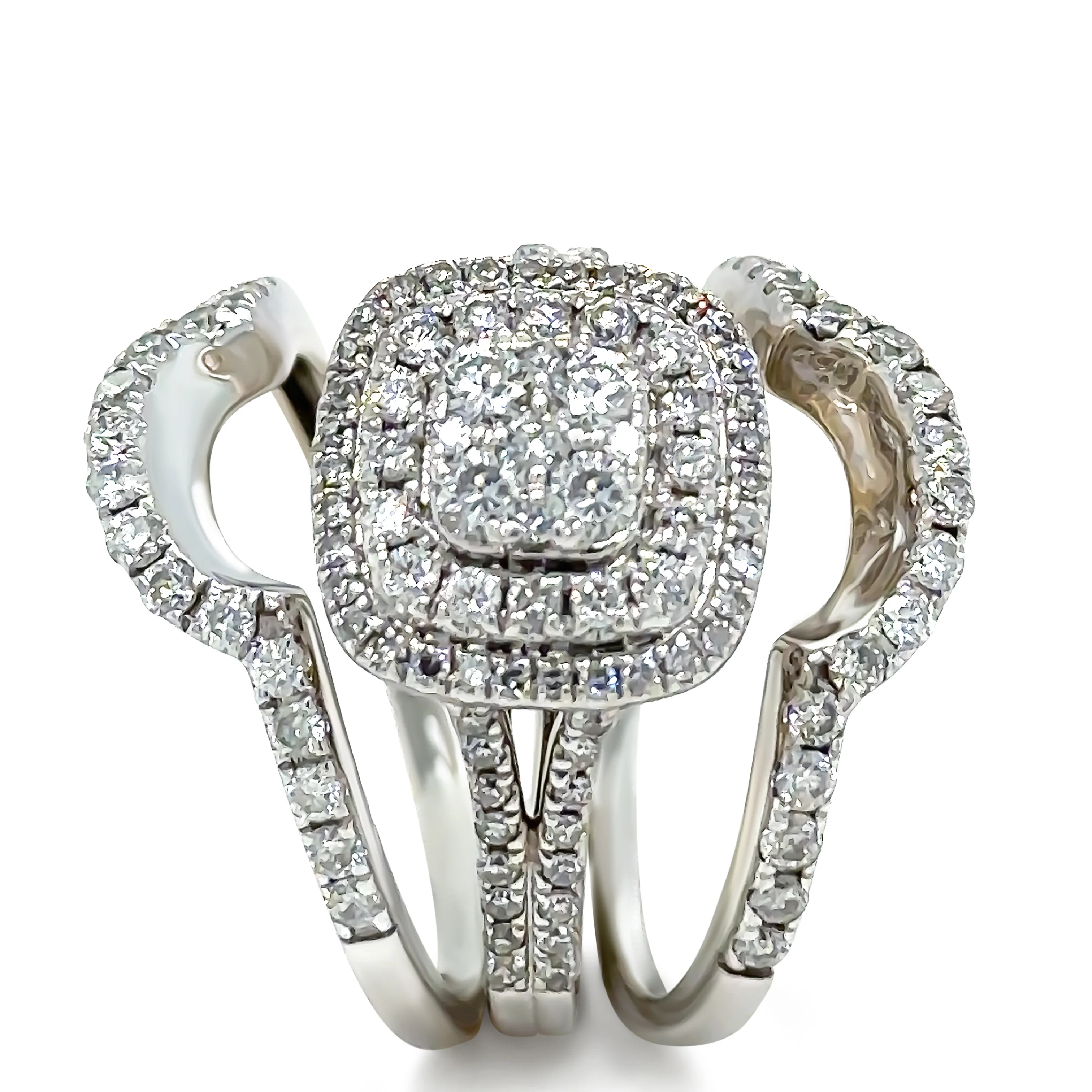 Bespoke 14ct White Gold Three Piece Diamond Bridal Ring Set 1.10ct - Image 2