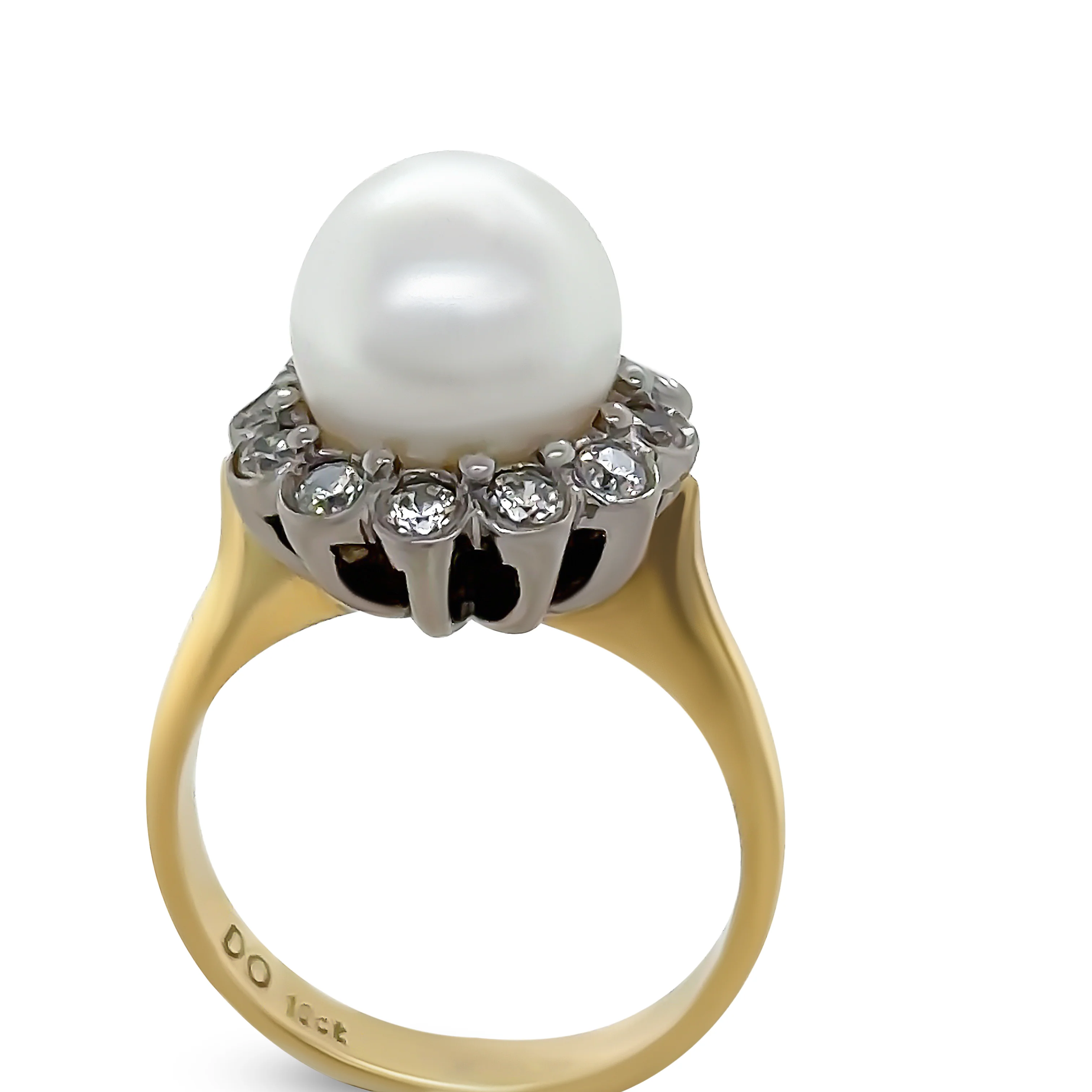 Bespoke 18ct Gold Pearl & Cubic Zirconia Ring 6.15g - Image 5
