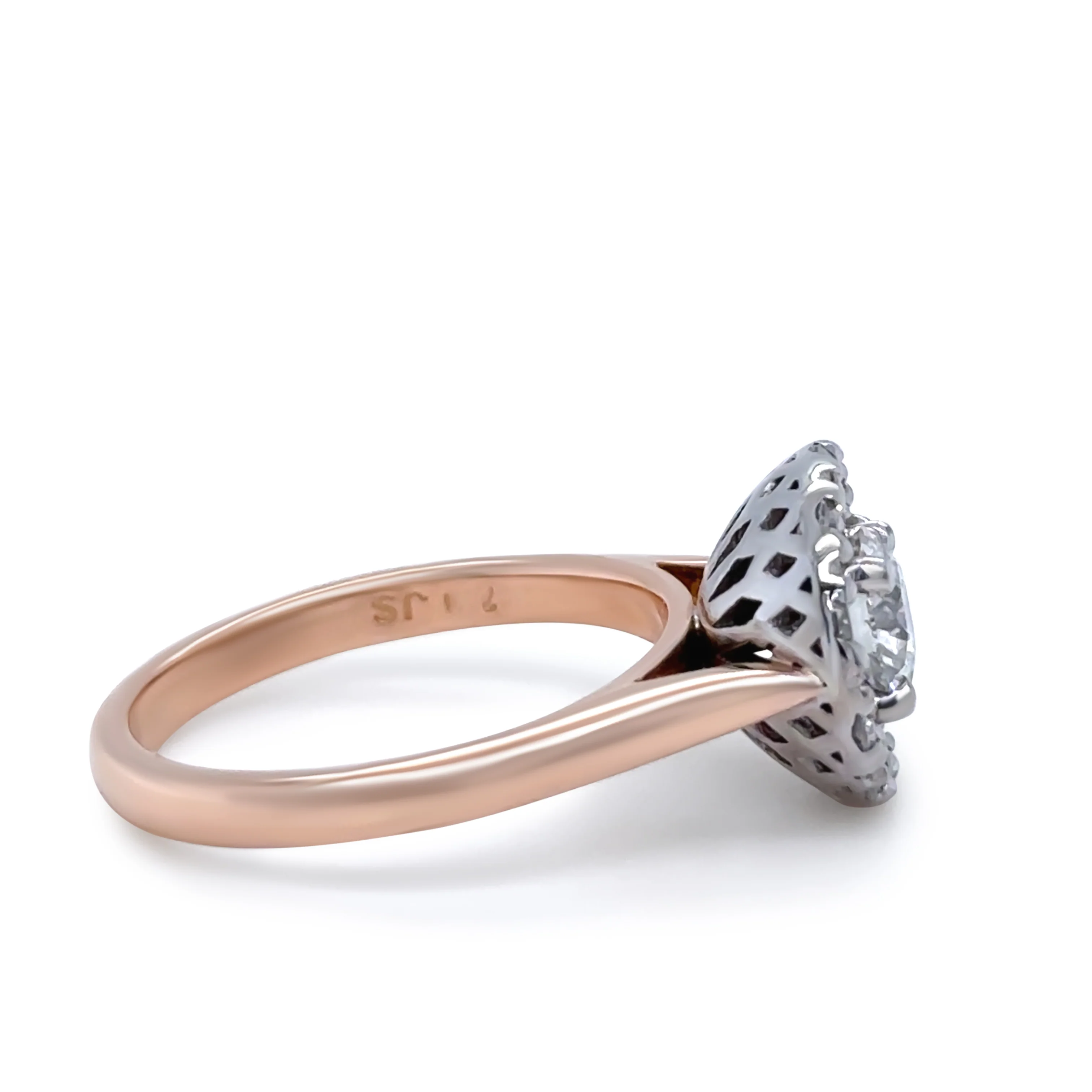 Bespoke 18ct Rose Gold Diamond Cluster Engagement Ring 1.45ct - Image 3