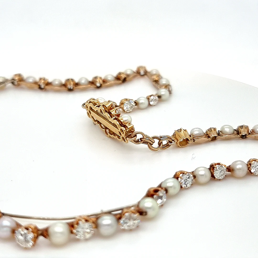 Bespoke Victorian Pearl and Diamond Necklace - Image 6