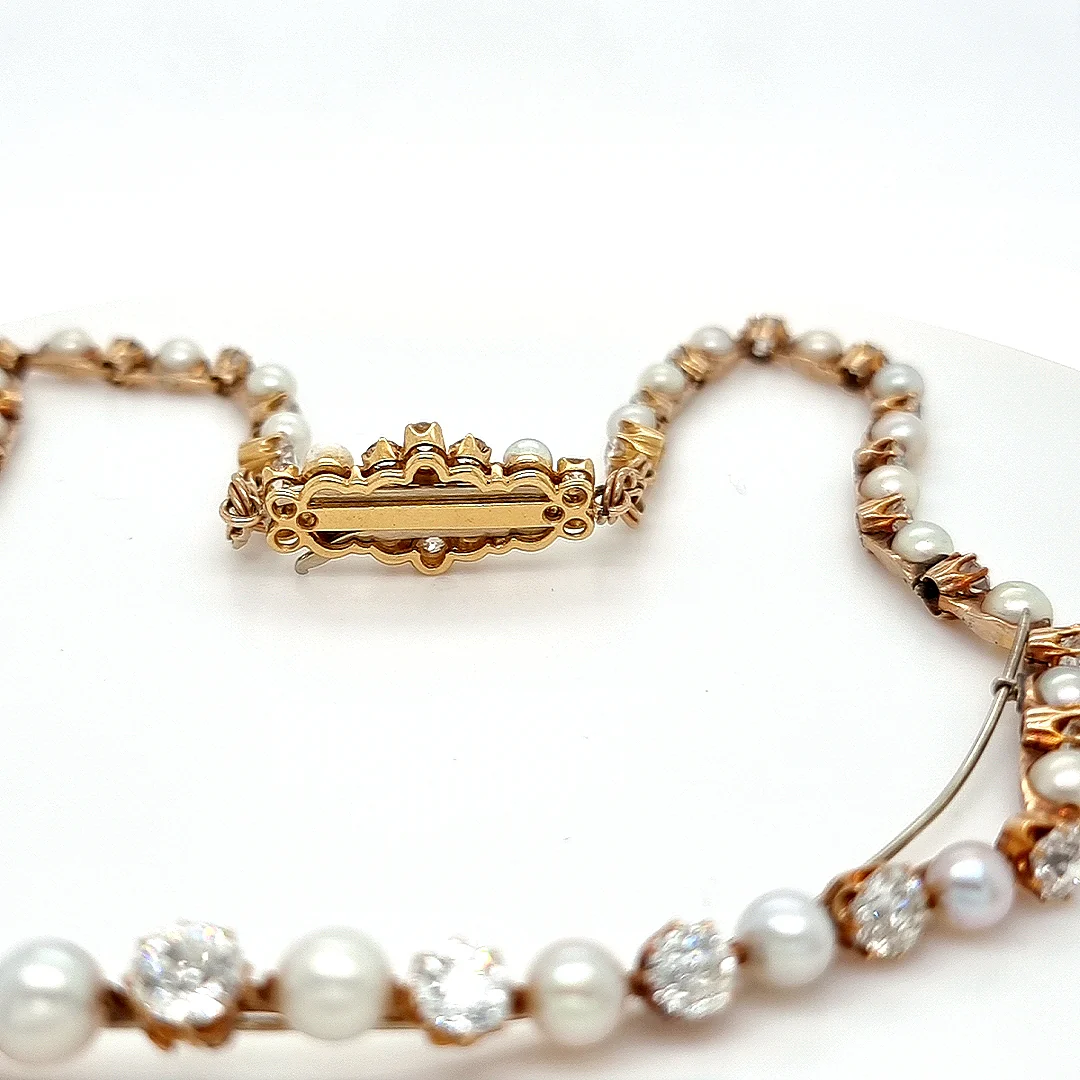 Bespoke Victorian Pearl and Diamond Necklace - Image 8