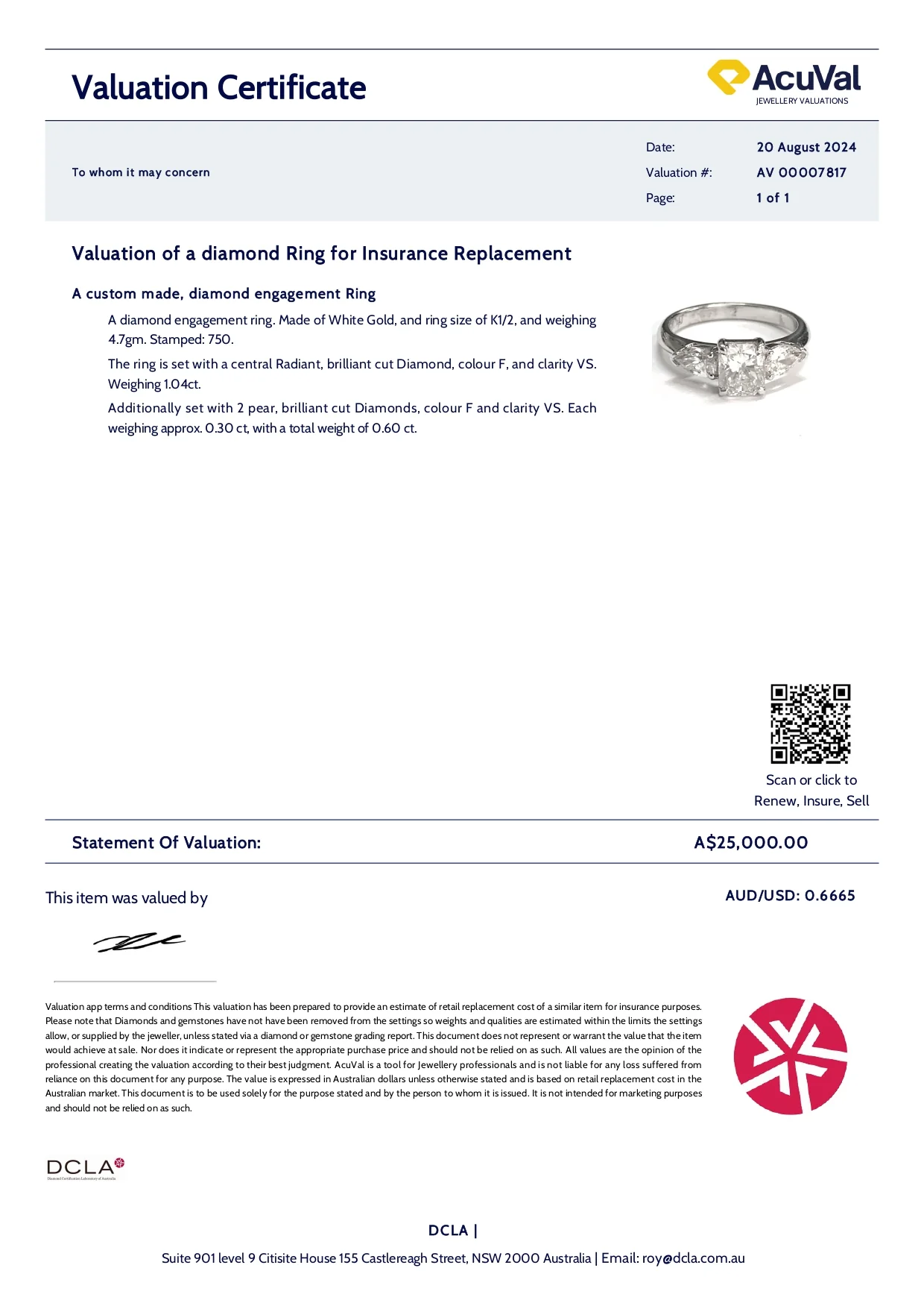 Bespoke 18ct White Gold Diamond Engagement Ring 1.64ct - Image 5