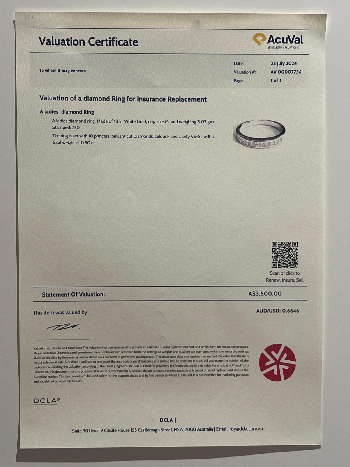 Bespoke 18ct White Gold Diamond Eternity Ring 0.50ct - Image 4