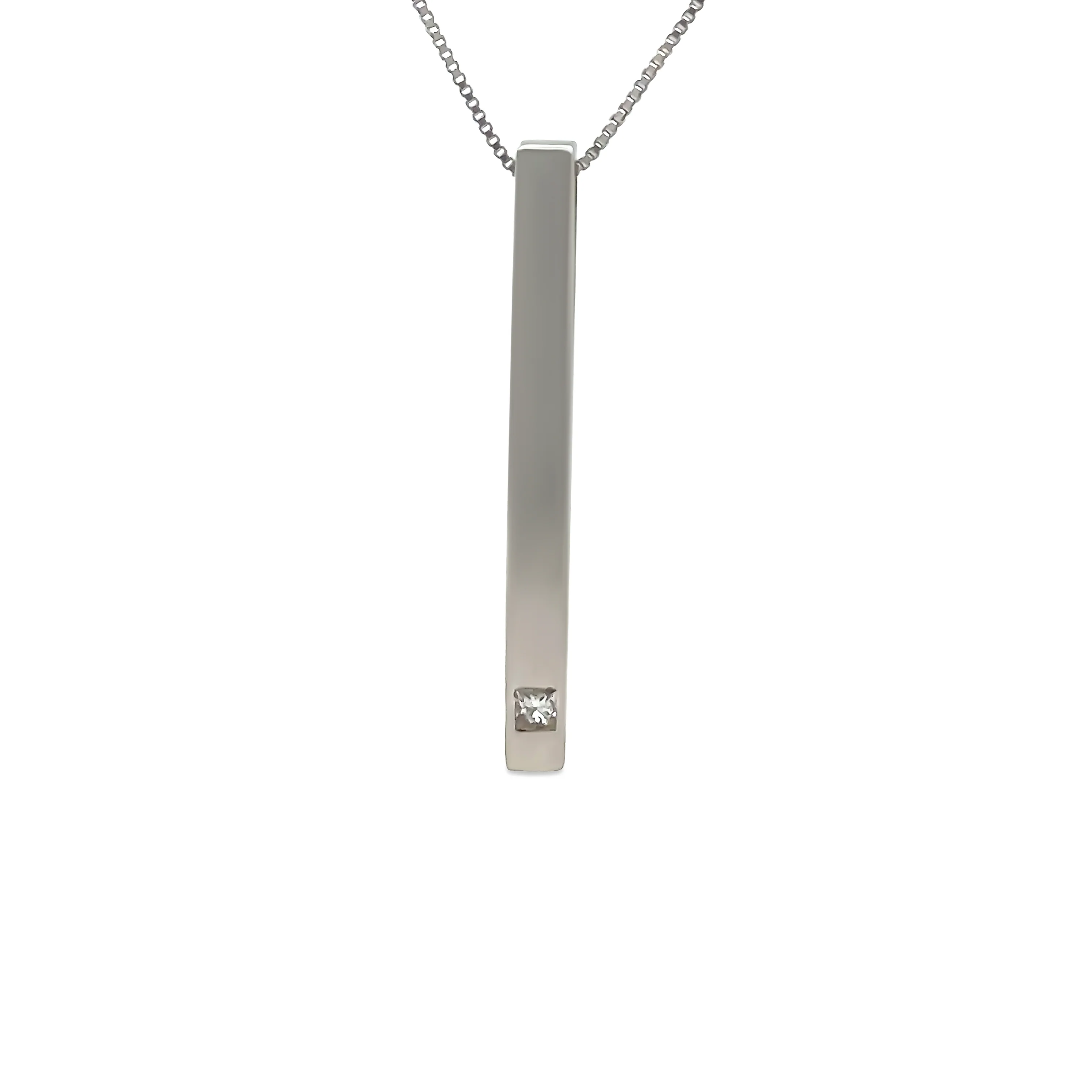 Bespoke 18ct White Gold Diamond Pendant & Necklace 0.05ct - Image 3