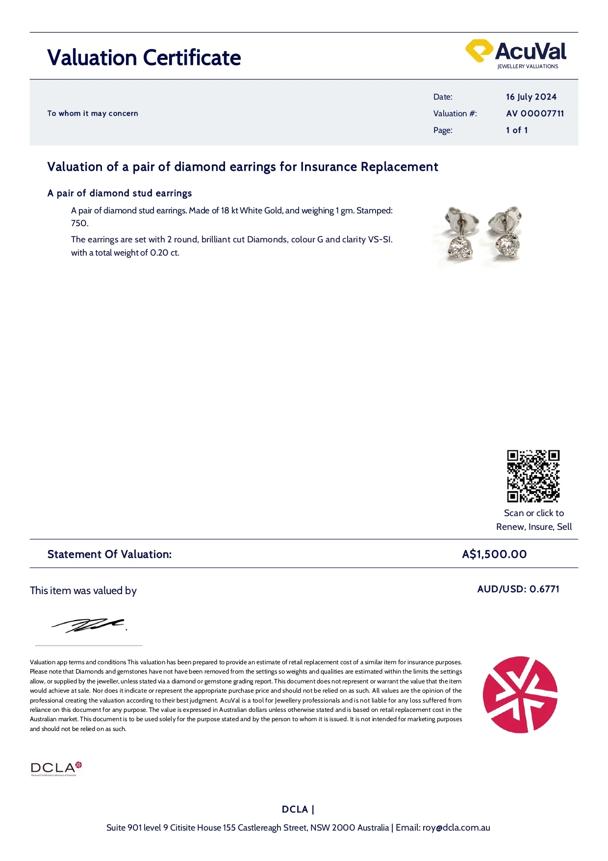 Bespoke 18ct White Gold Diamond Stud Earrings 0.20ct - Image 5