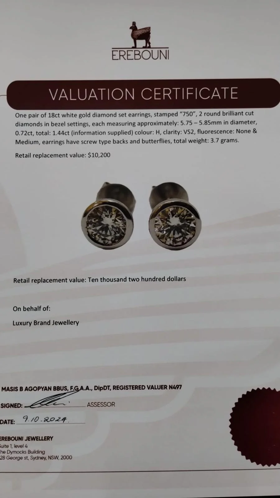Bespoke 18ct White Gold Diamond Stud Earrings 1.44ct - Image 6