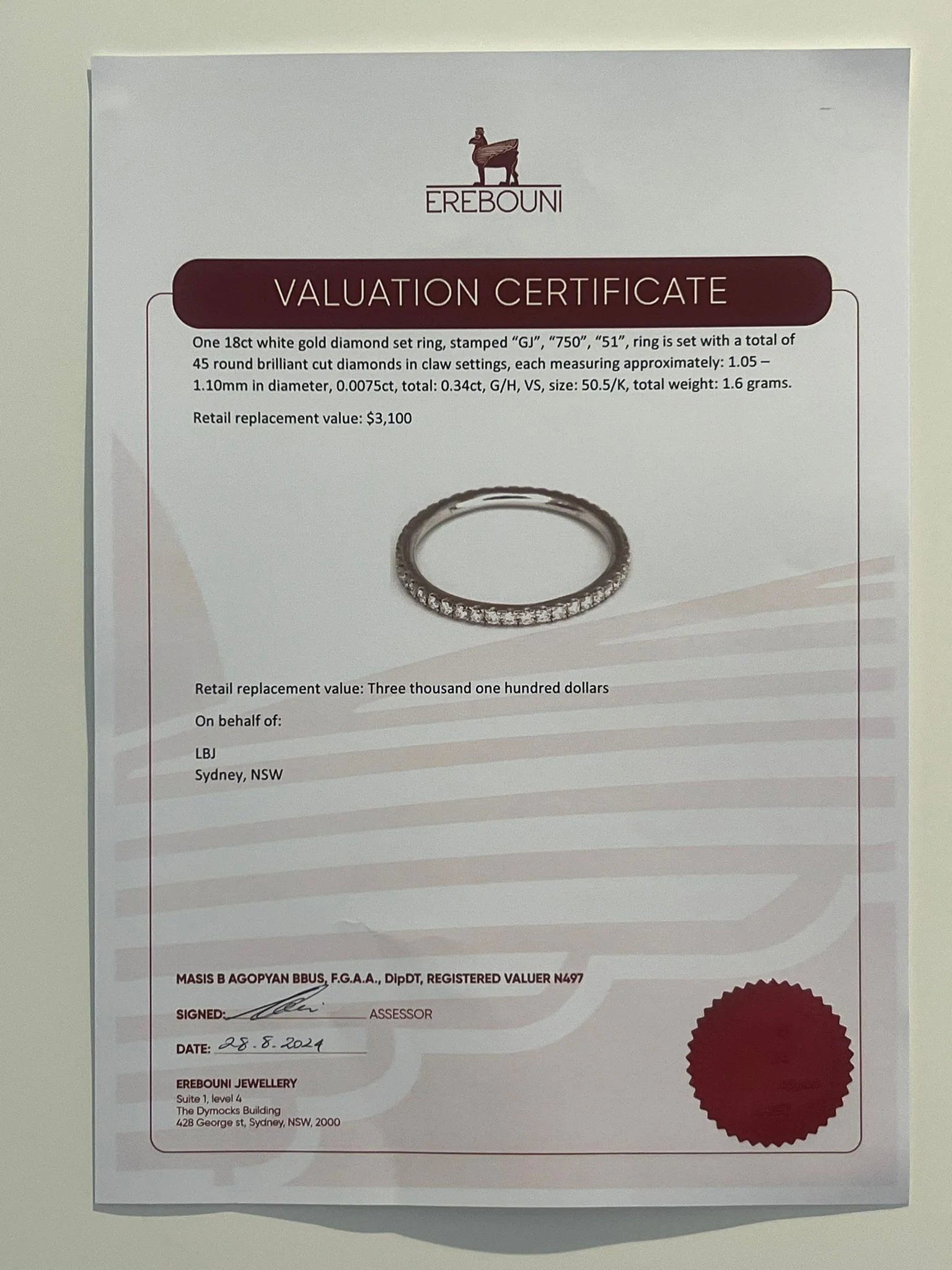 Bespoke 18ct White Gold Diamond Wedding Band 0.34ct - Image 6