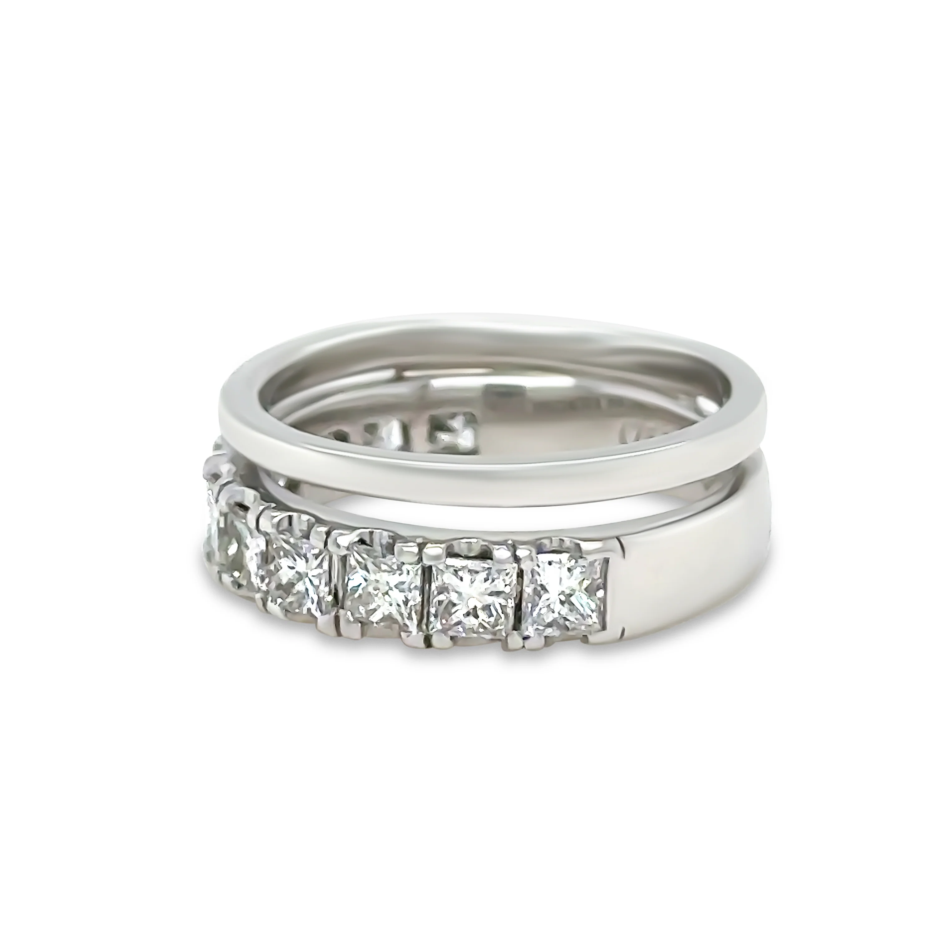Bespoke 18ct White Gold Diamond Wedding Ring Set 1.00ct - Image 2