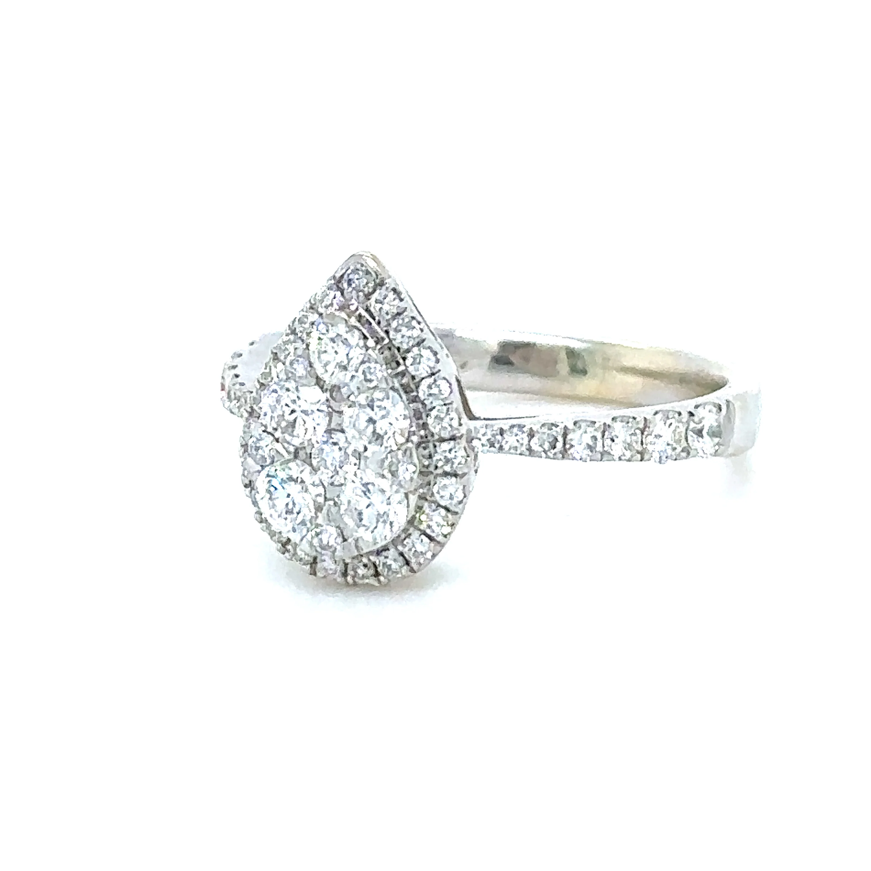 Bespoke 18ct White Gold Pear Diamond Shaped Ring 0.66ct - Image 2