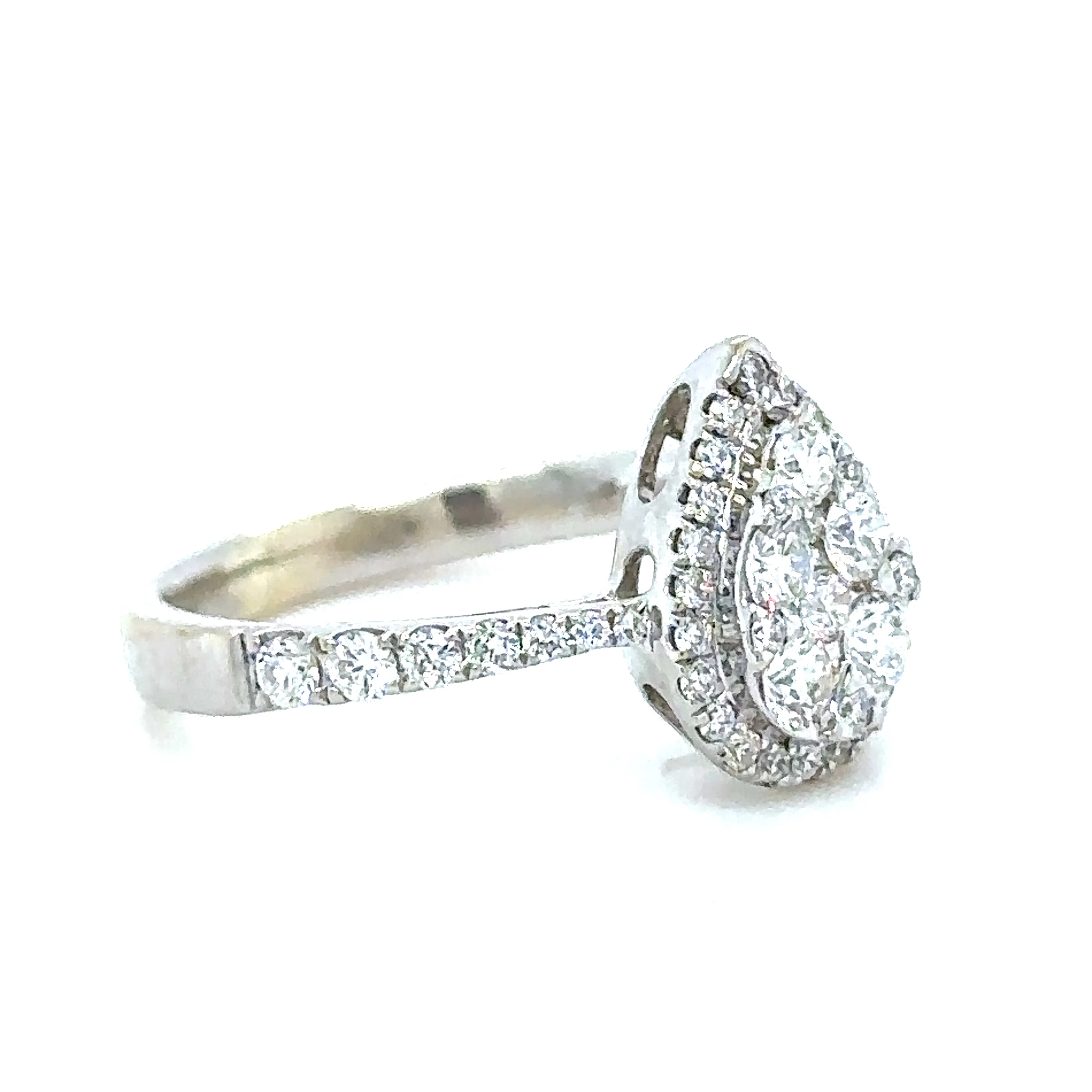 Bespoke 18ct White Gold Pear Diamond Shaped Ring 0.66ct - Image 4