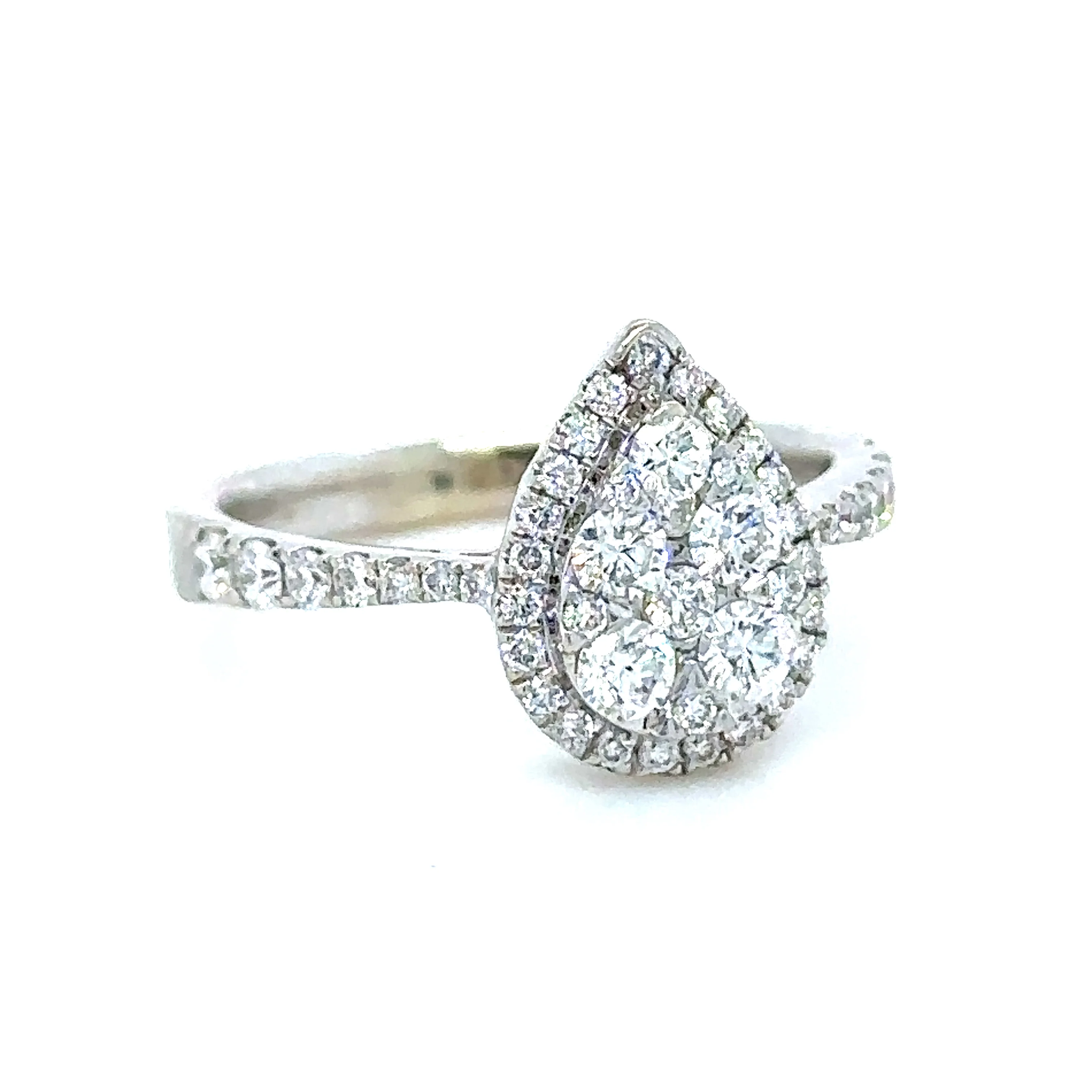 Bespoke 18ct White Gold Pear Diamond Shaped Ring 0.66ct - Image 5