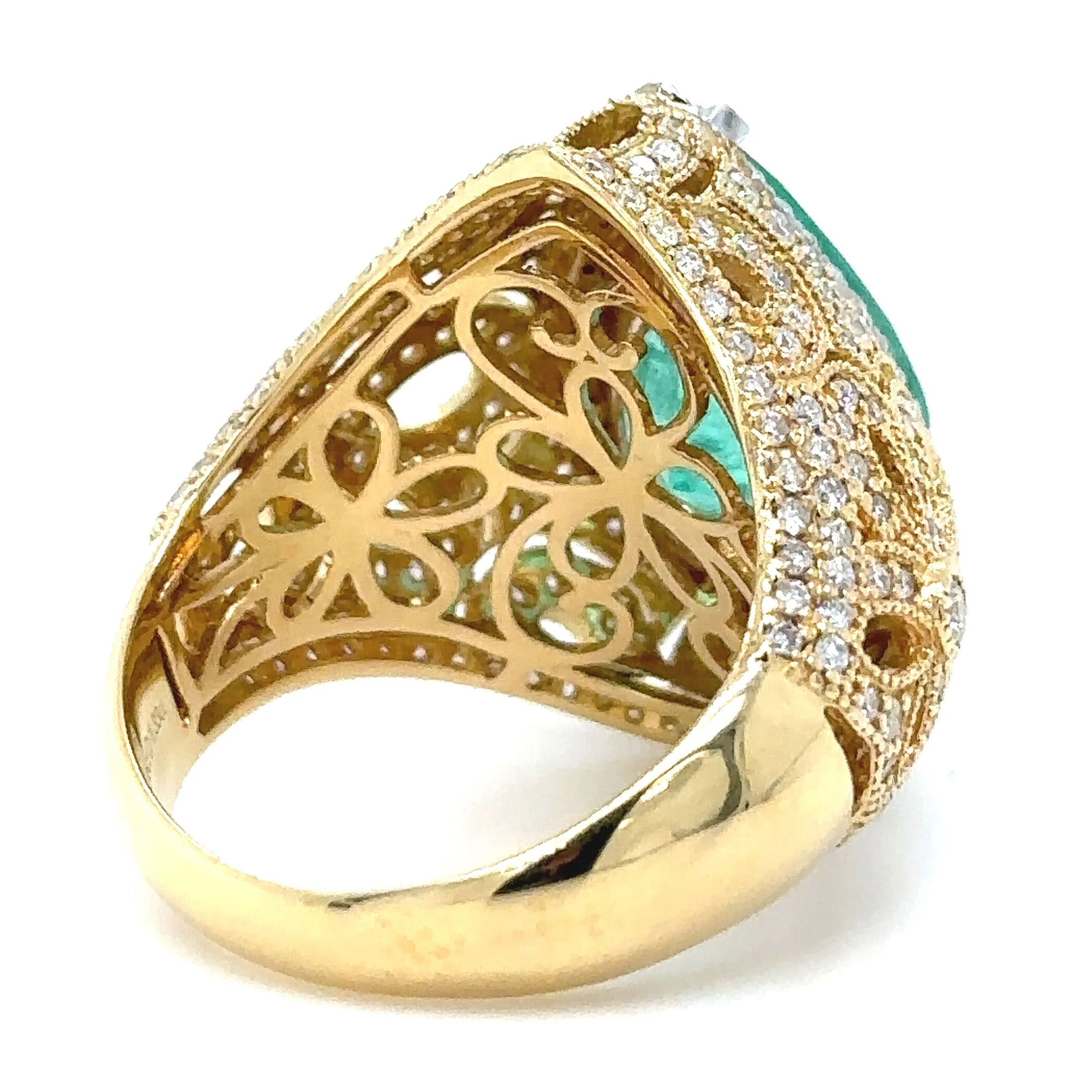 Bespoke 18ct White & Yellow Gold Emerald & Diamond Dress Ring 6.68ct - Image 5