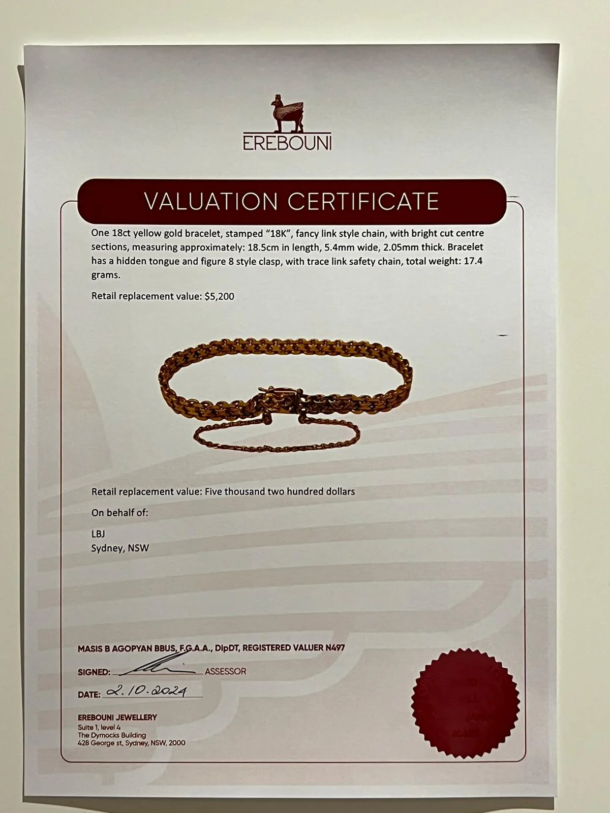 Bespoke 18ct Yellow Gold Bracelet 17.49g - Image 7