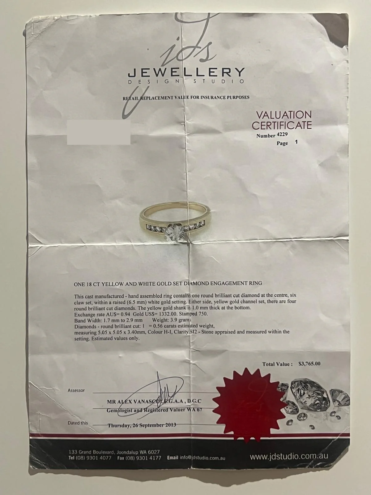 Bespoke 18ct Yellow & White Gold Diamond Engagement Ring 0.56ct - Image 8