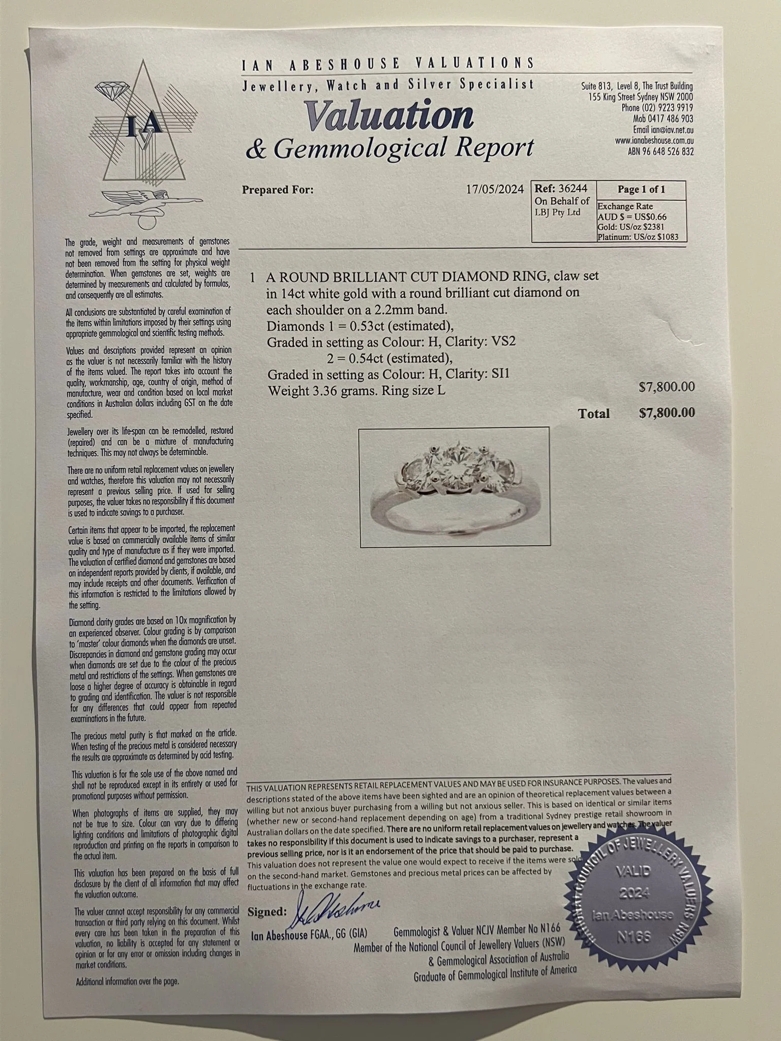 Bespoke 3 Diamond Engagement Ring 1.61ct - Image 5