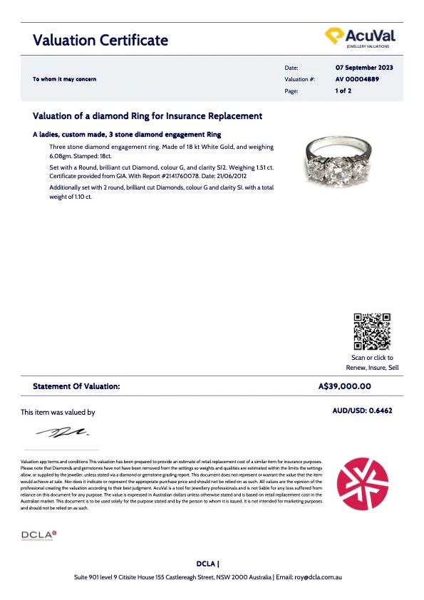 Bespoke 3 Stone Diamond Engagement Ring 1.51ct - Image 8