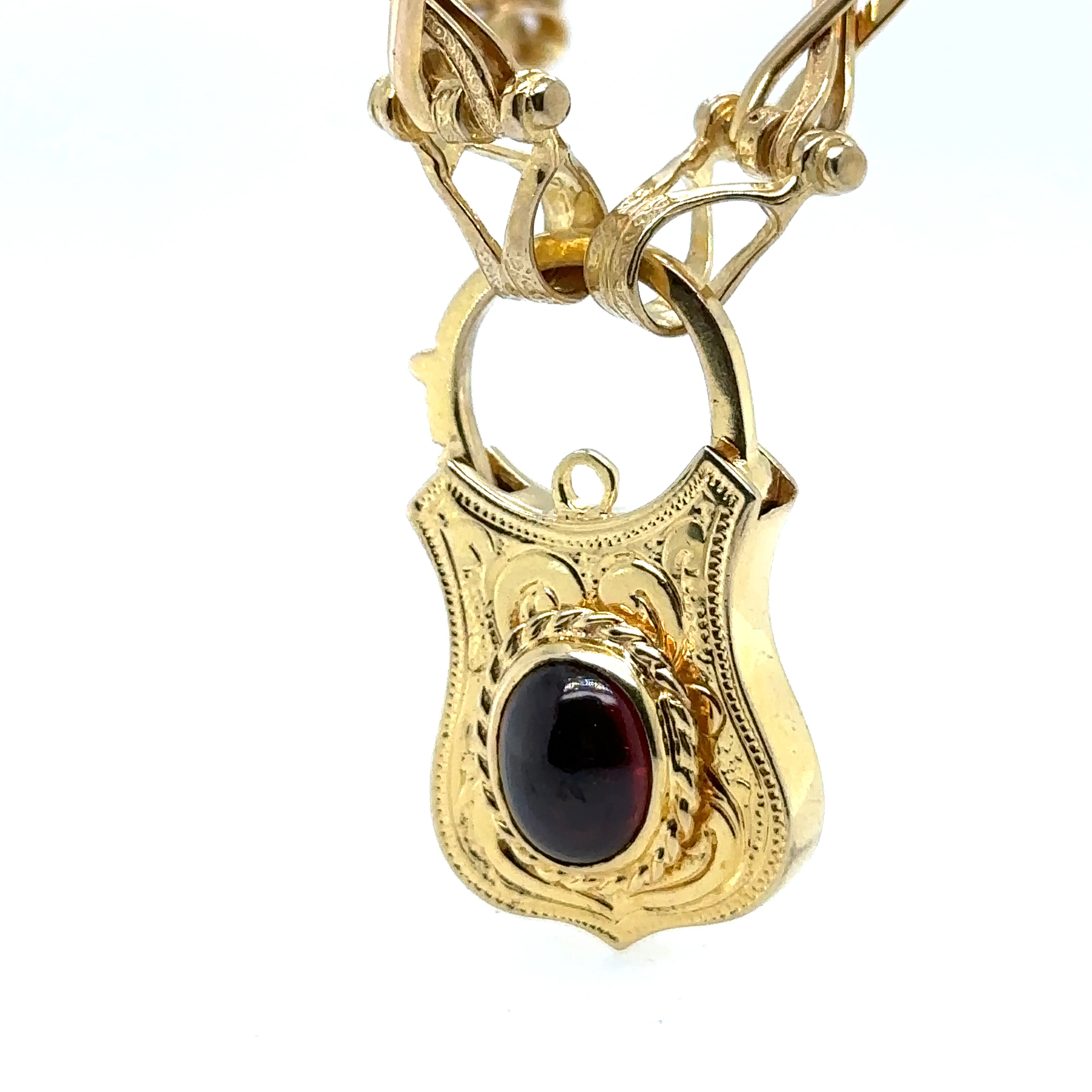 Bespoke Cabochon Garnet Padlock Clasp Necklace - Image 4