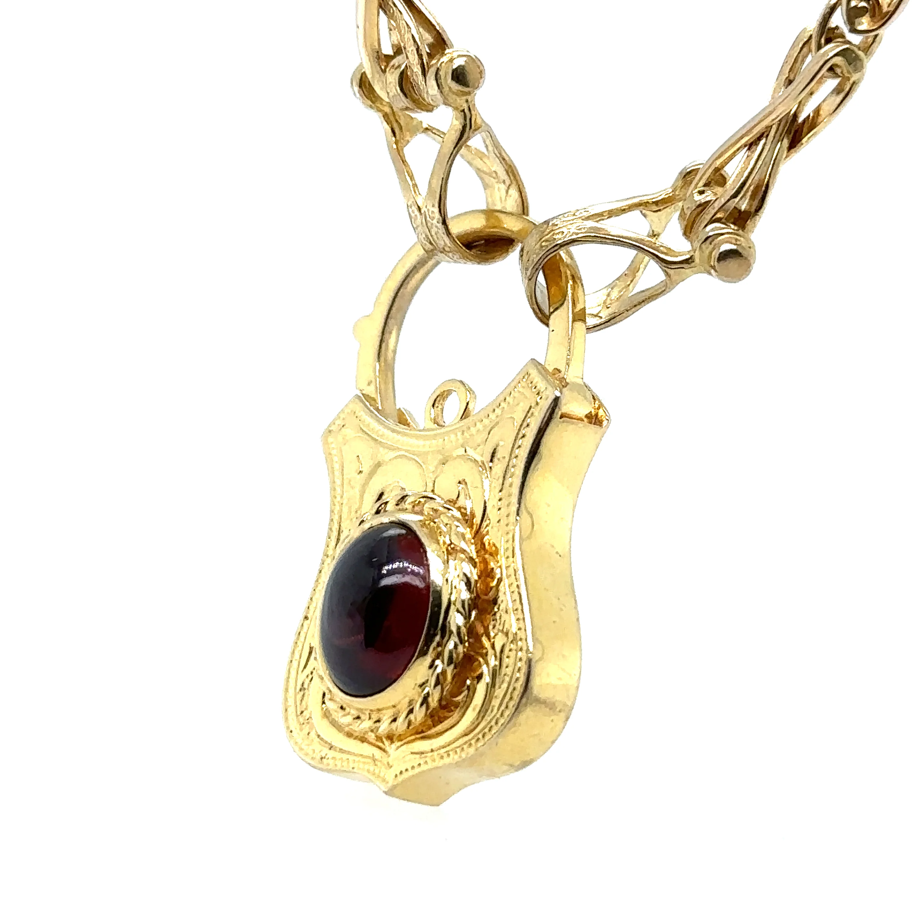 Bespoke Cabochon Garnet Padlock Clasp Necklace - Image 5