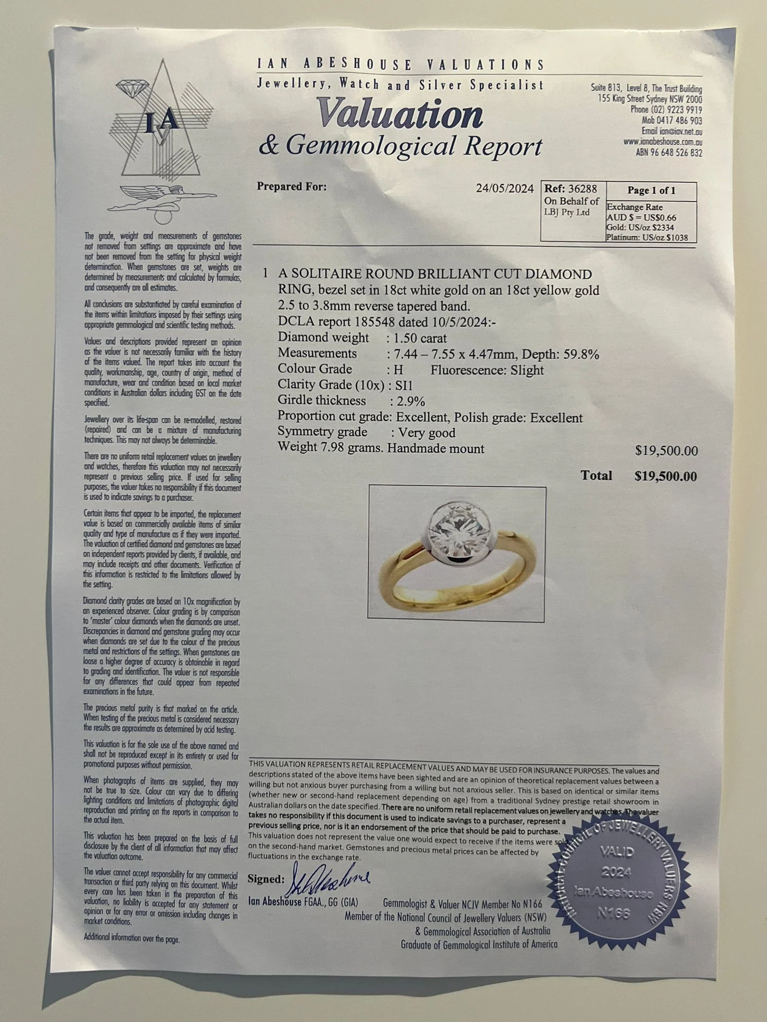 Bespoke DCLA 18ct Yellow Gold Diamond Engagement Ring 1.50ct - Image 5