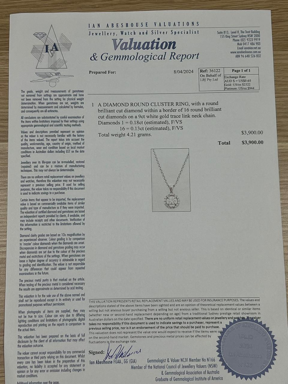 Bespoke Diamond Cluster Necklace 0.31ct - Image 5