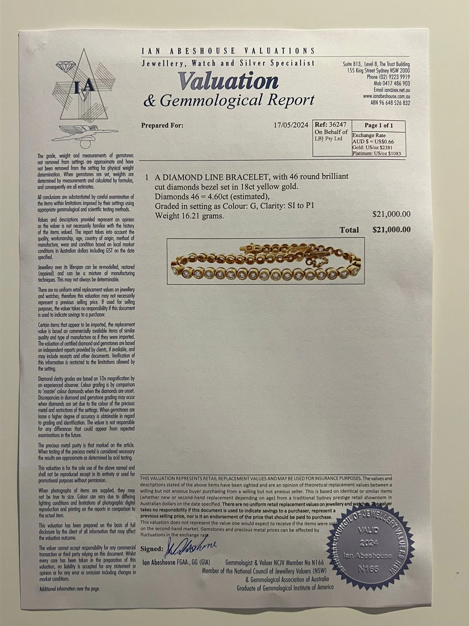 Bespoke Diamond Line Bracelet 4.60ct - Image 5