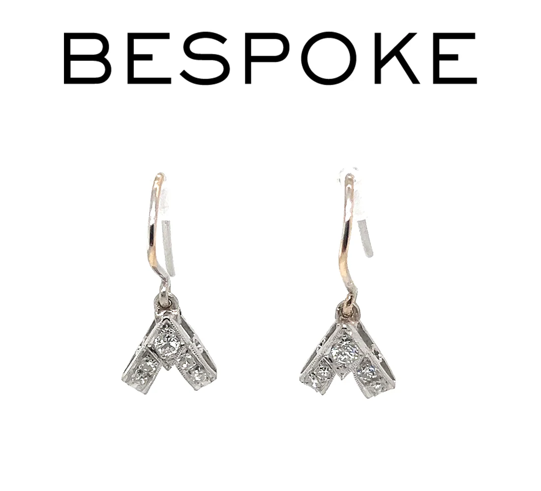 Bespoke Diamond Vee Shaped Drop Earrings 0.31ct