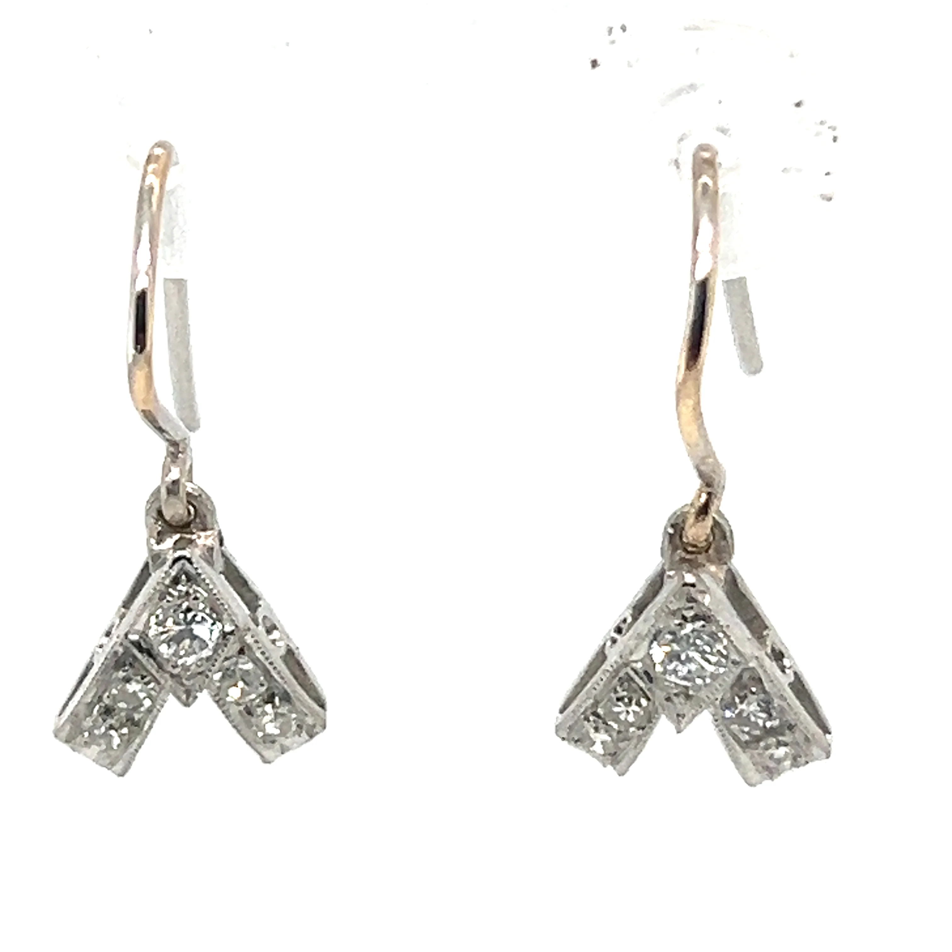 Bespoke Diamond Vee Shaped Drop Earrings 0.31ct - Image 2