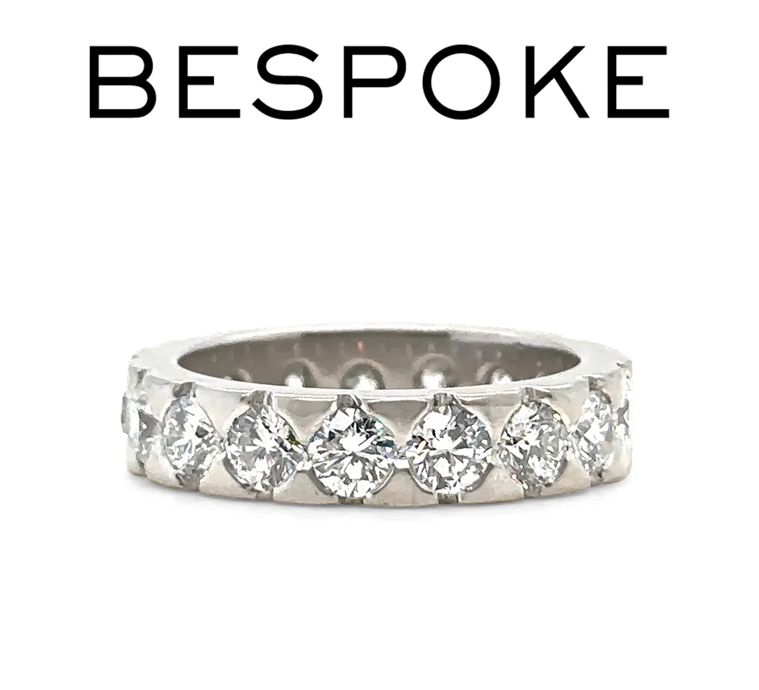 Bespoke 18ct White Gold Diamond Wedding Ring 3.40ct