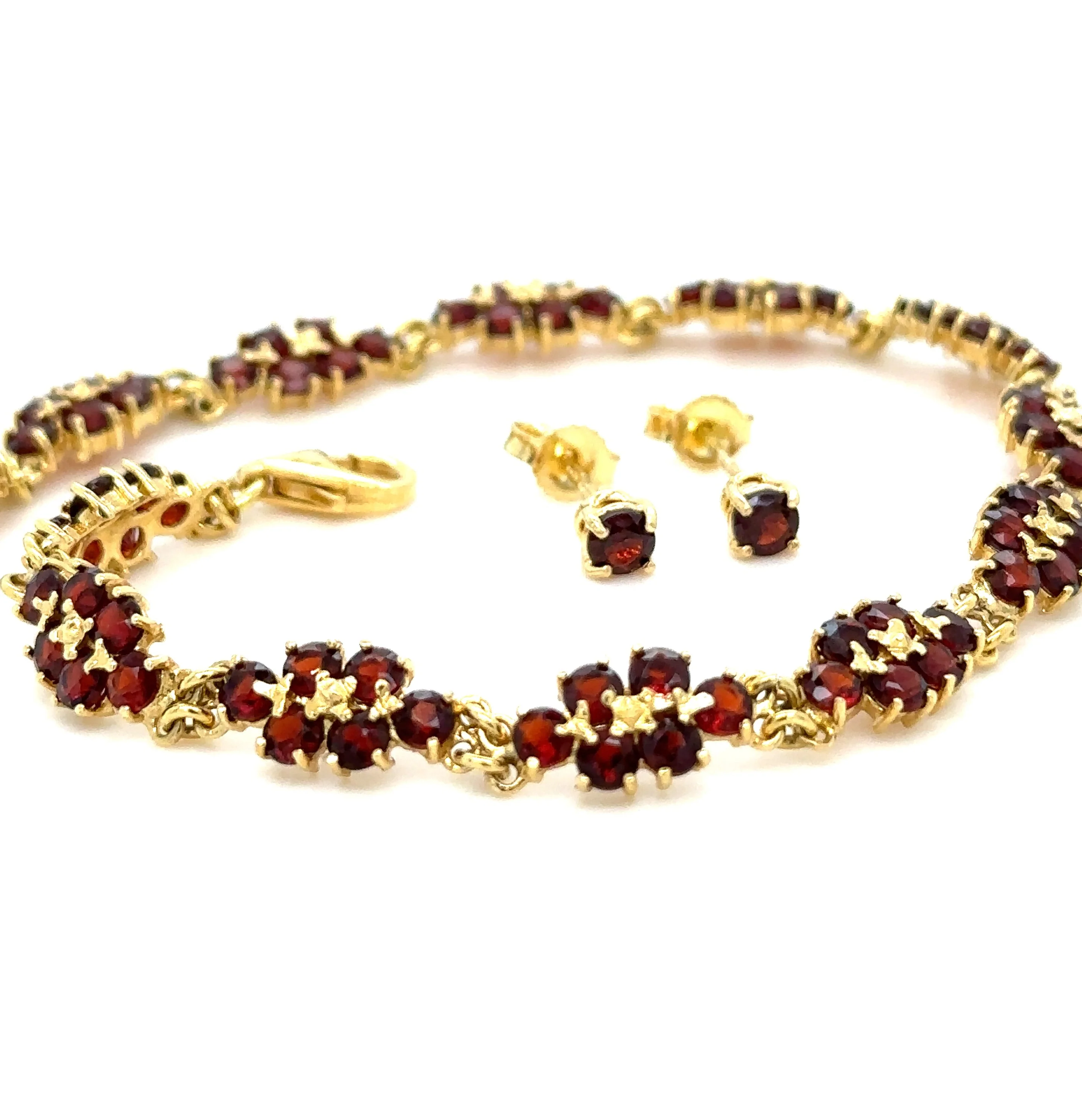 Bespoke Garnet Bracelet & Garnet Earrings Set 15.49g - Image 2