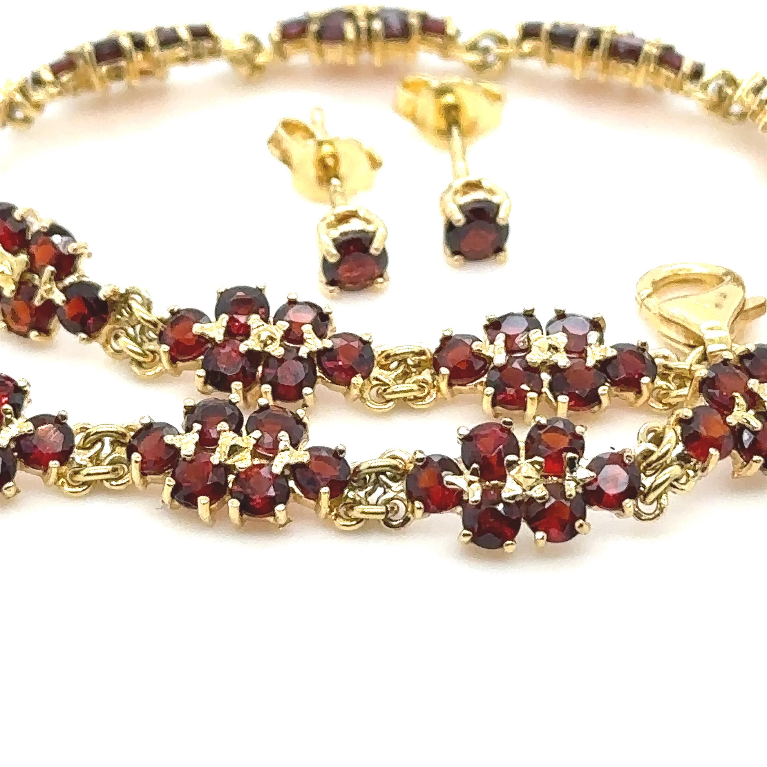Bespoke Garnet Bracelet & Garnet Earrings Set 15.49g - Image 3