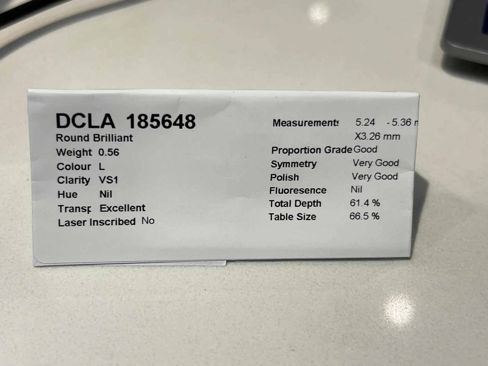 Bespoke Loose Natural Round Brilliant Cut Diamond 0.56ct - Image 5