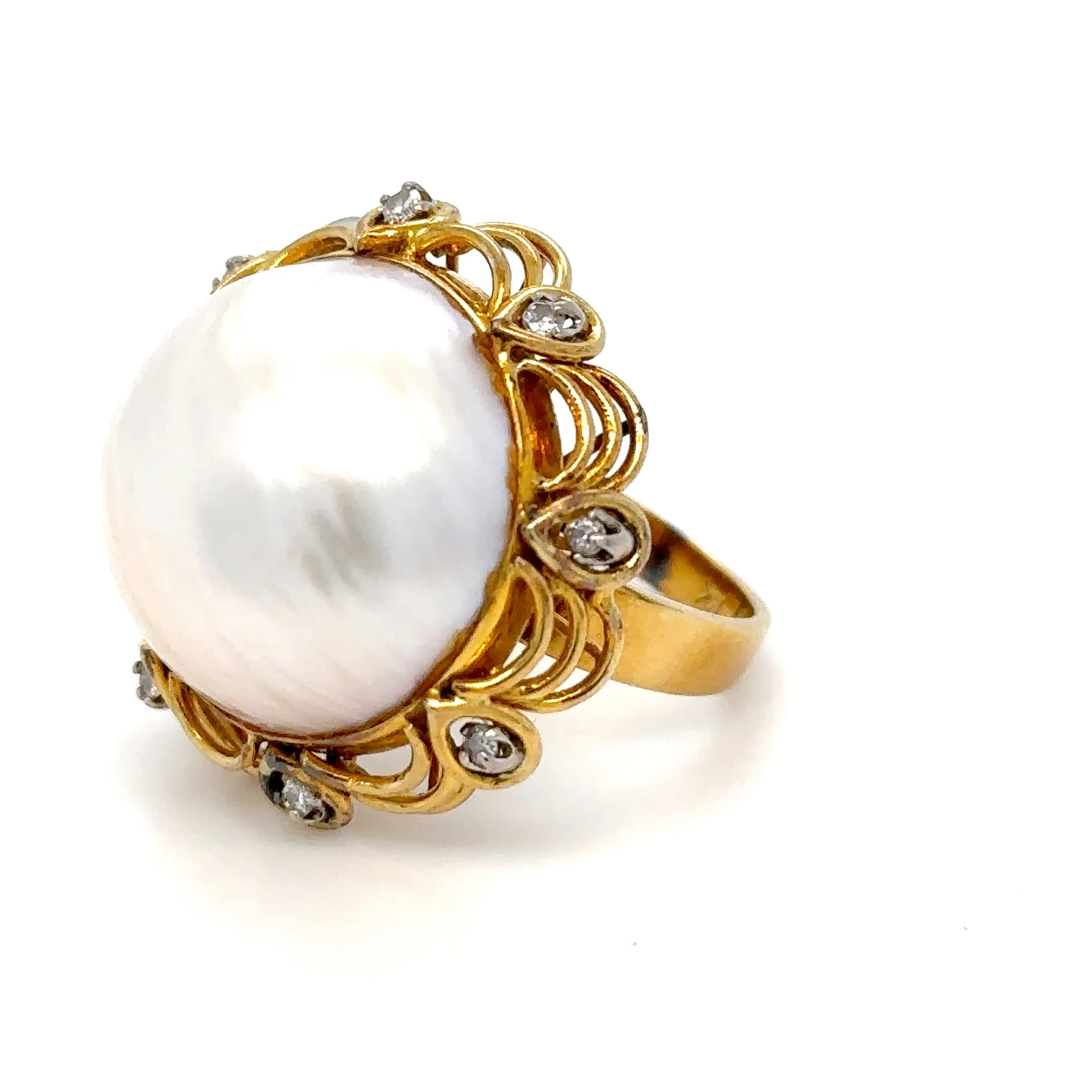 Bespoke Mabé Pearl Cluster Ring 0.20ct - Image 3