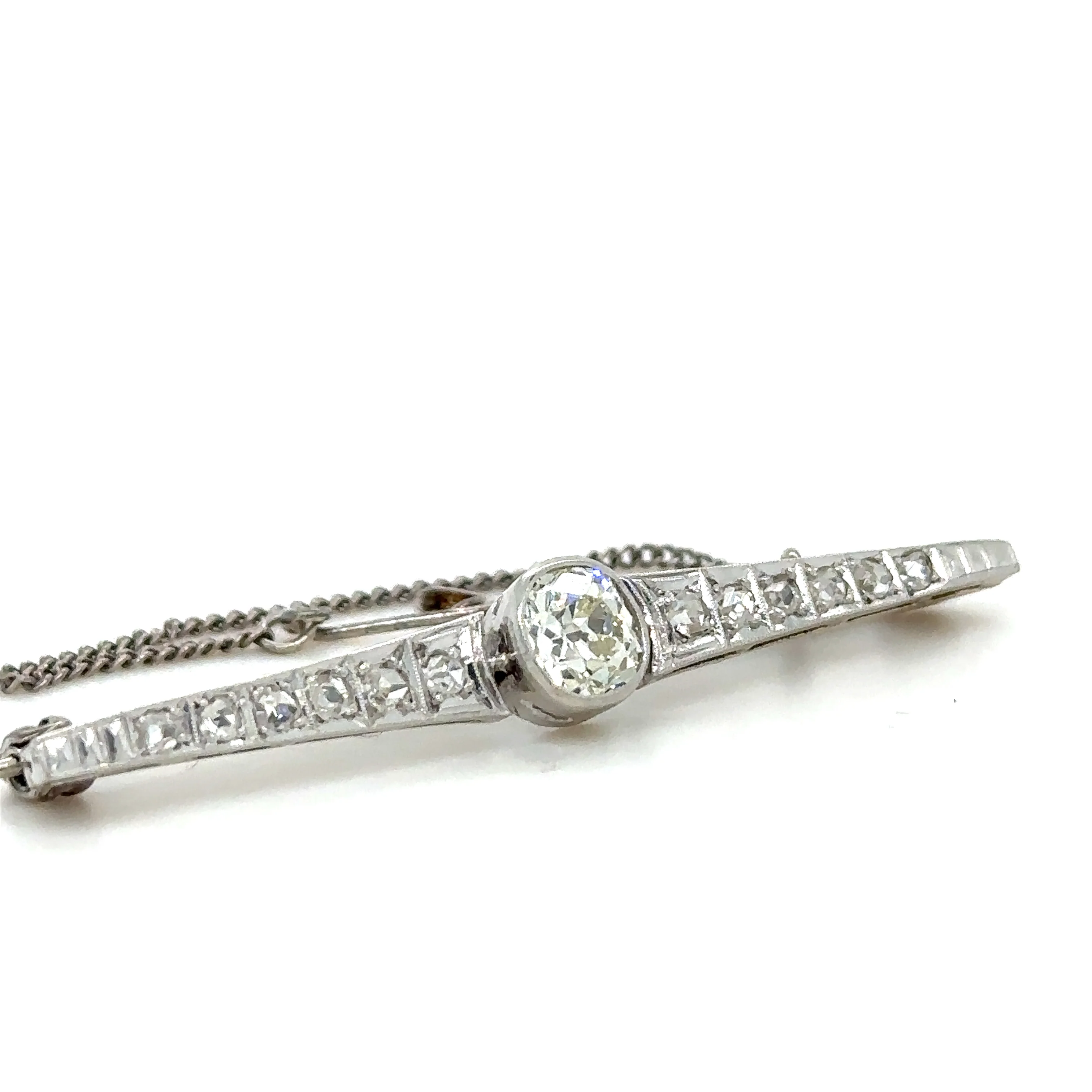 Bespoke Old Cut Diamond Bar Brooch 0.95ct - Image 2