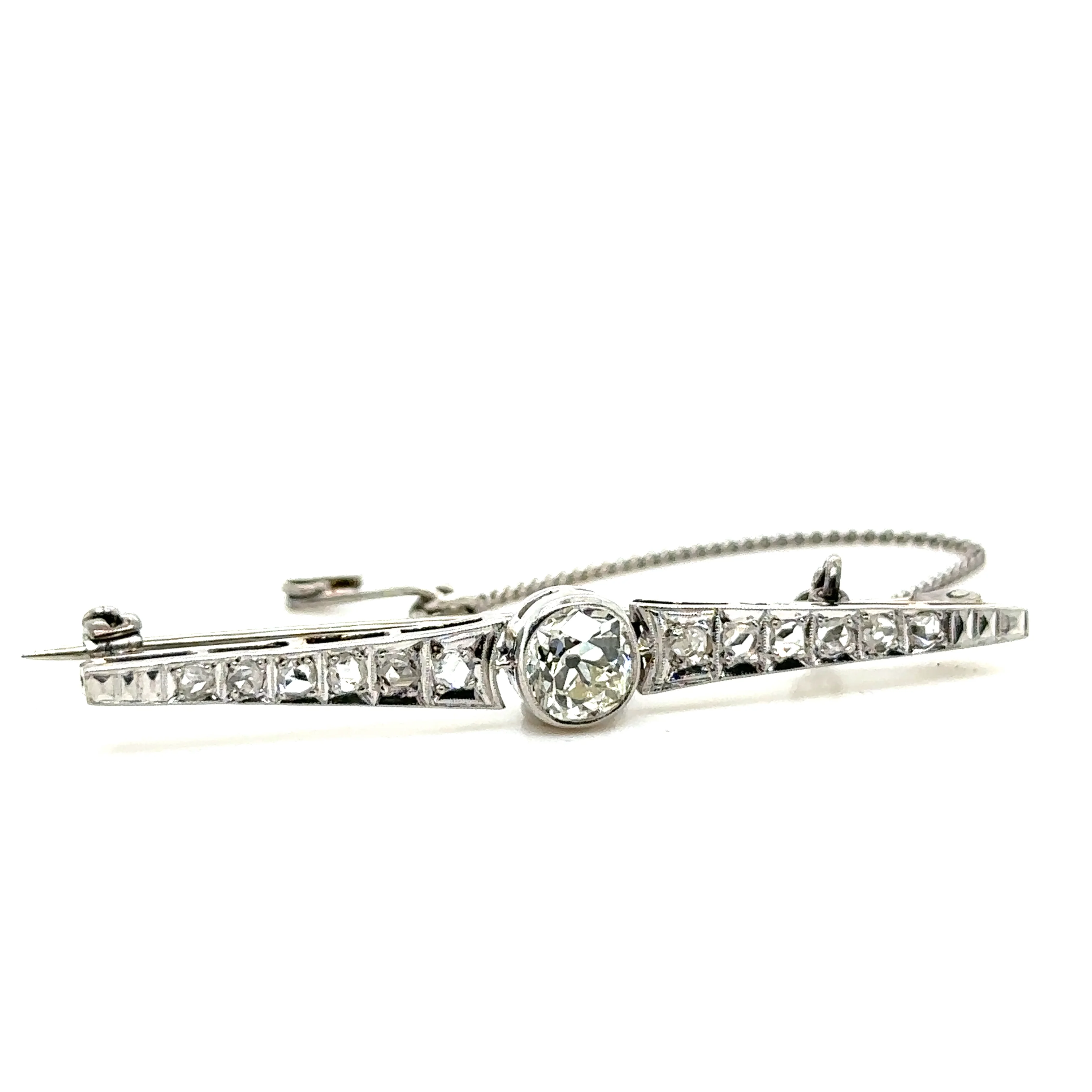 Bespoke Old Cut Diamond Bar Brooch 0.95ct - Image 3