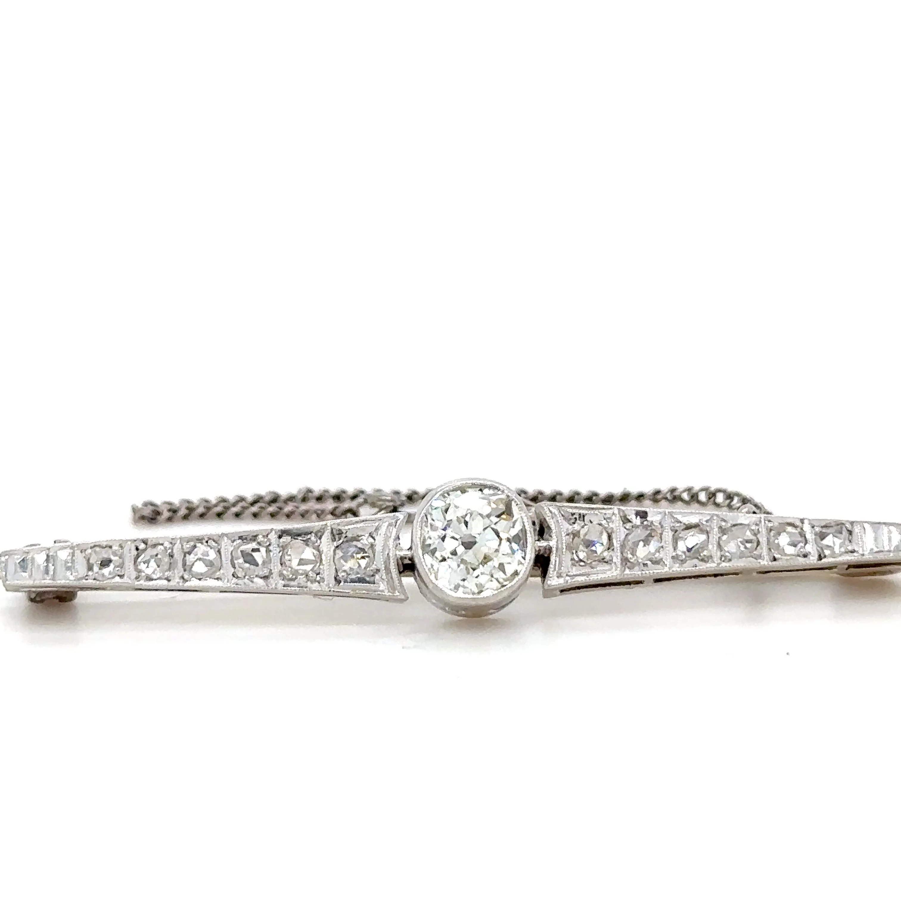 Bespoke Old Cut Diamond Bar Brooch 0.95ct - Image 4